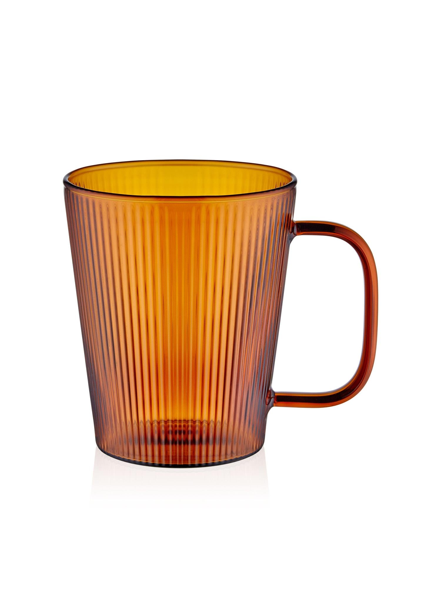 Striped Borosilikat Cam Kupa Amber 400 Ml