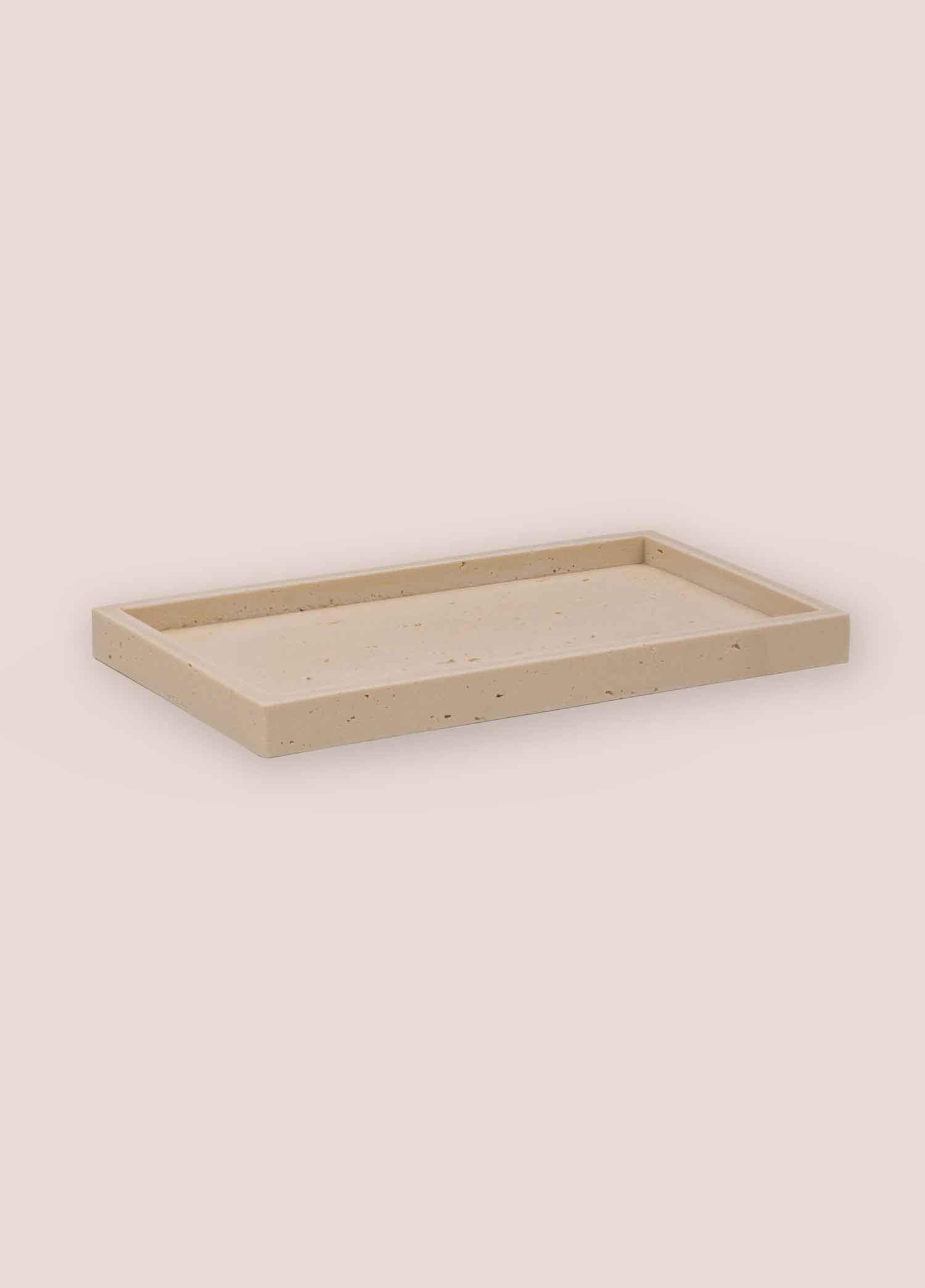 Travertine Banyo Tepsisi Bej 28X16X3 Cm