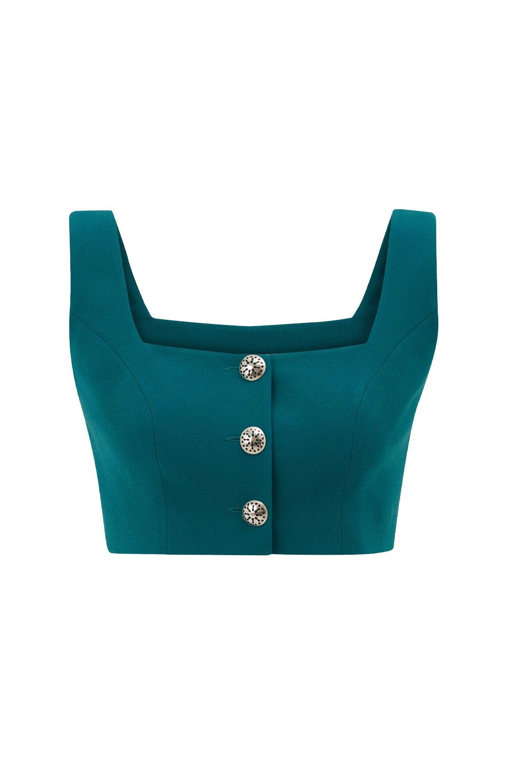 The Molc-Audrey Crop Top Petrol Mavisi-Bluz-1-Milagron.com