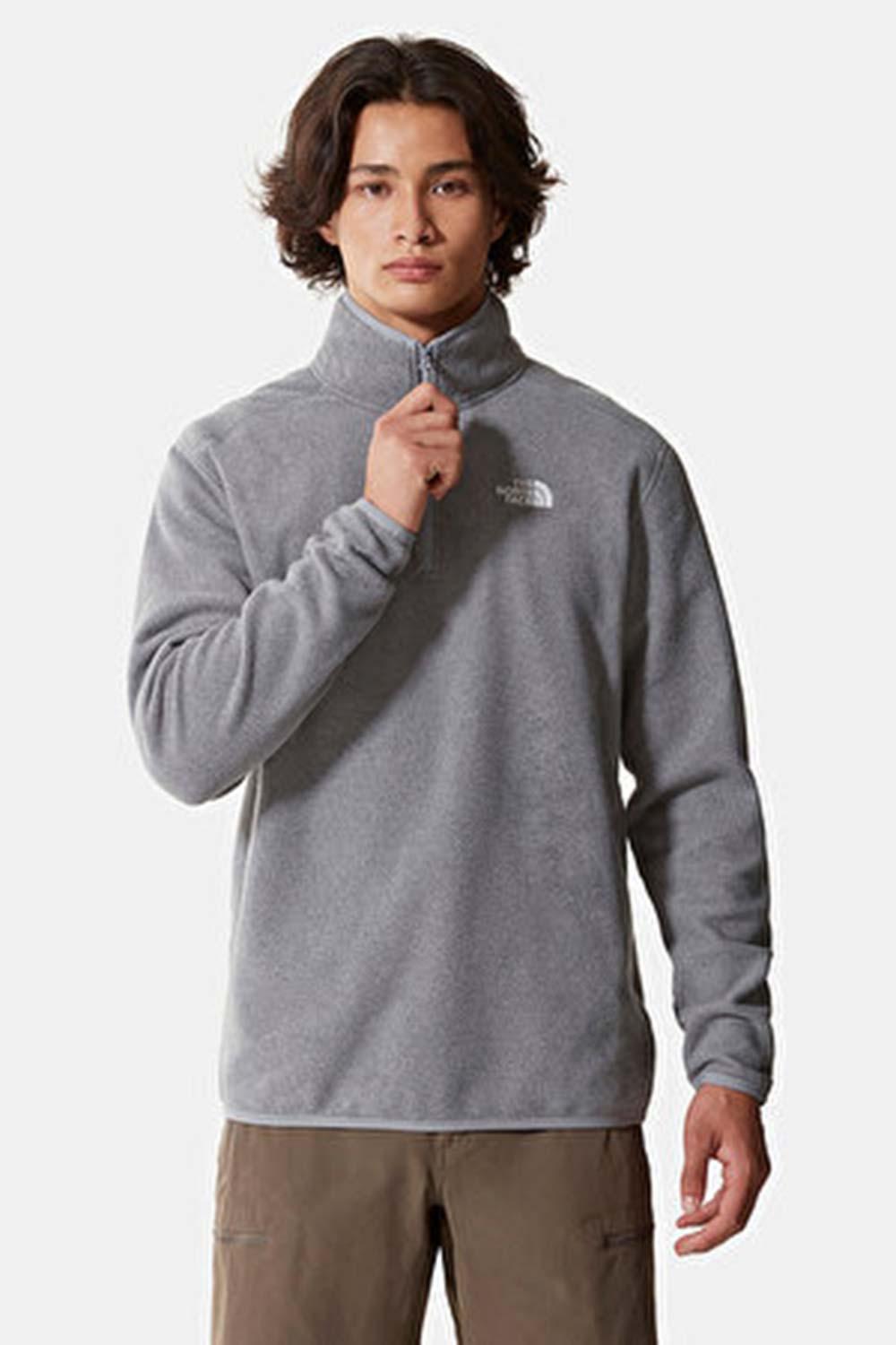 The North Face-Men 100 Glacier 1/4 Zip Grey Heather-Sweatshirts & Hoodies-1-Milagron.com