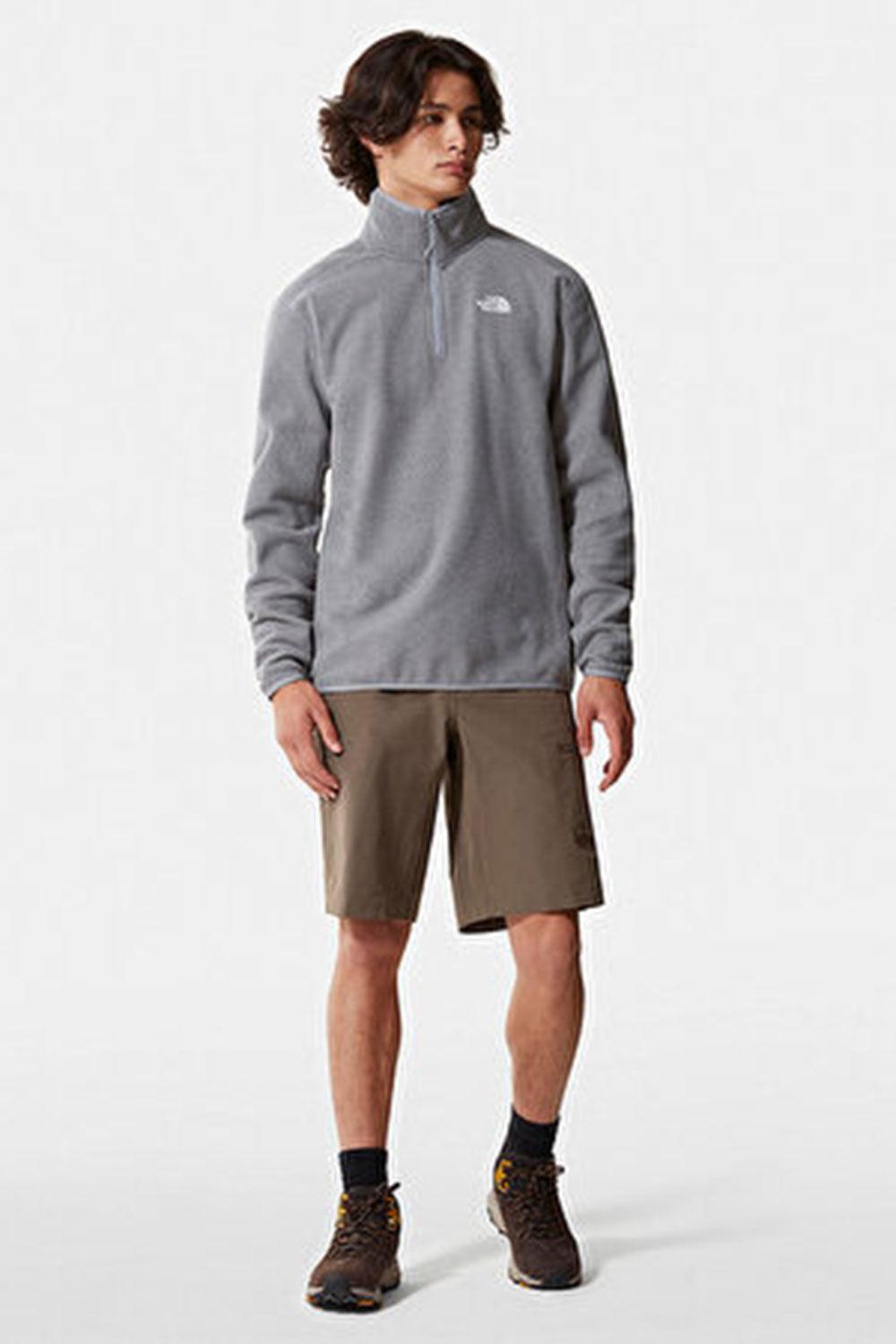 The North Face-Men 100 Glacier 1/4 Zip Grey Heather-Sweatshirts & Hoodies-2-Milagron.com