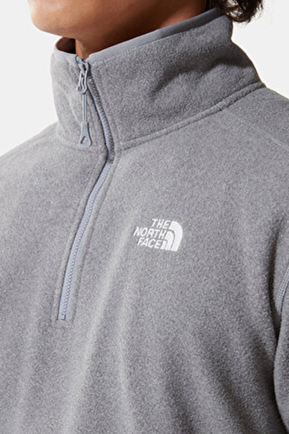 The North Face-Men 100 Glacier 1/4 Zip Grey Heather-Sweatshirts & Hoodies-6-Milagron.com