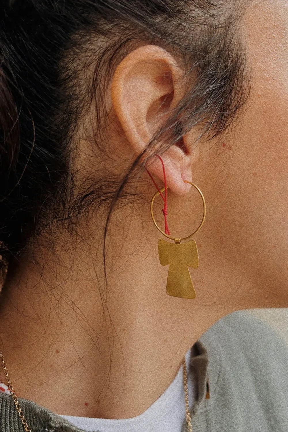 The Pheia-Artı Plaka Halka Küpe | 925 Ayar Gümüş-Küpe-1-Milagron.com