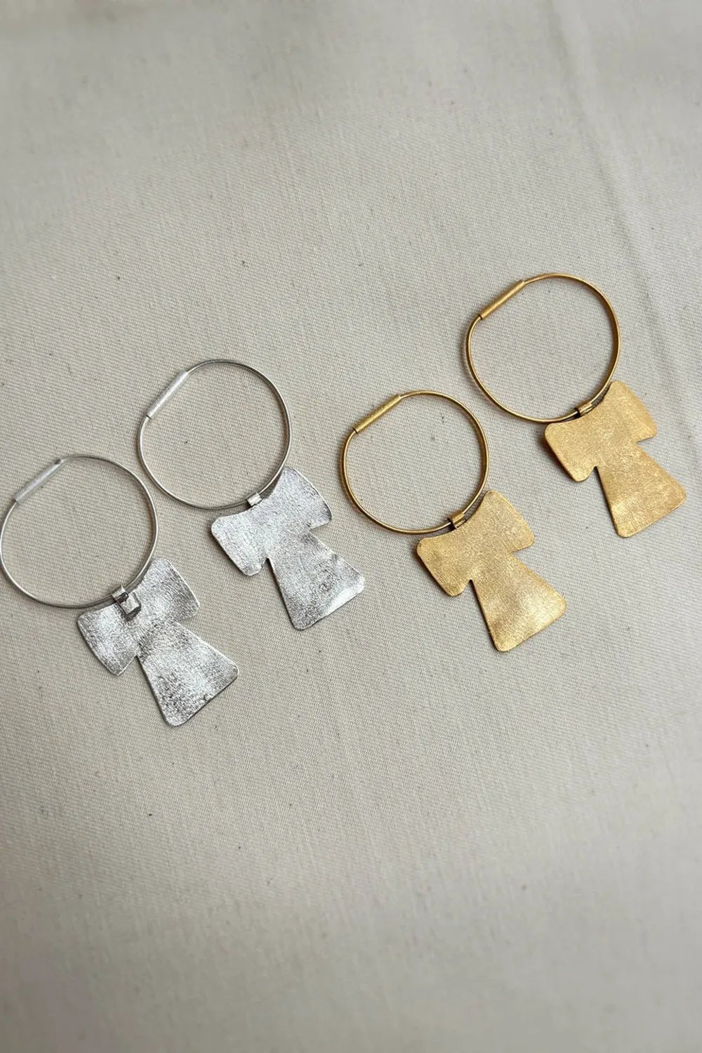 The Pheia-Artı Plaka Halka Küpe | 925 Ayar Gümüş-Küpe-2-Milagron.com