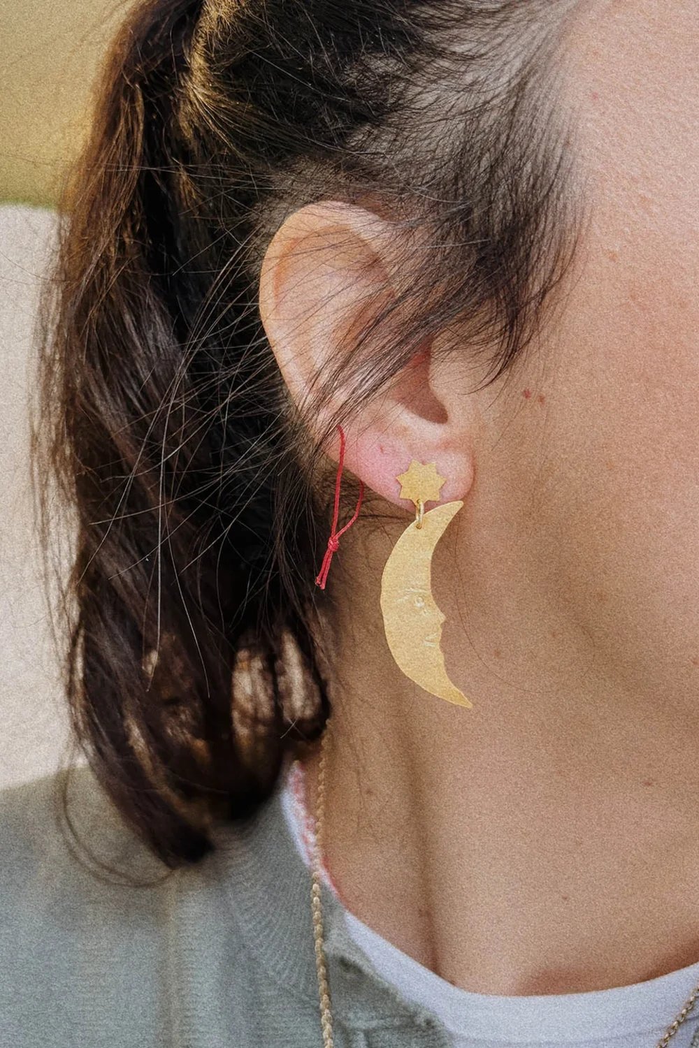 The Pheia-Ay Ve Yıldız Plaka Küpe | 925 Ayar Gümüş-Küpe-2-Milagron.com