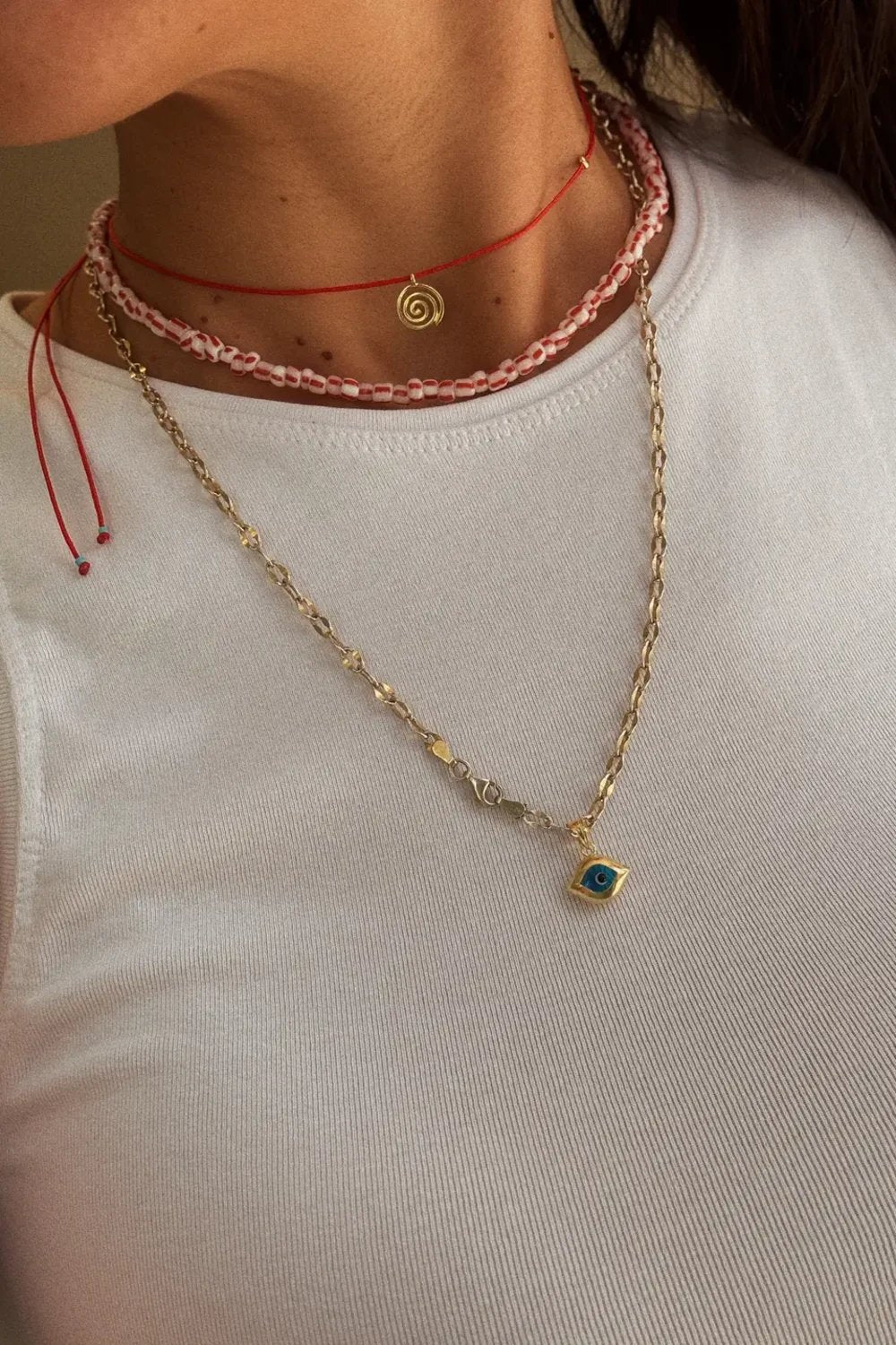 The Pheia-Spiral Güneş Kırmızı İp Kolye | 925 Ayar Gümüş-Kolye-2-Milagron.com