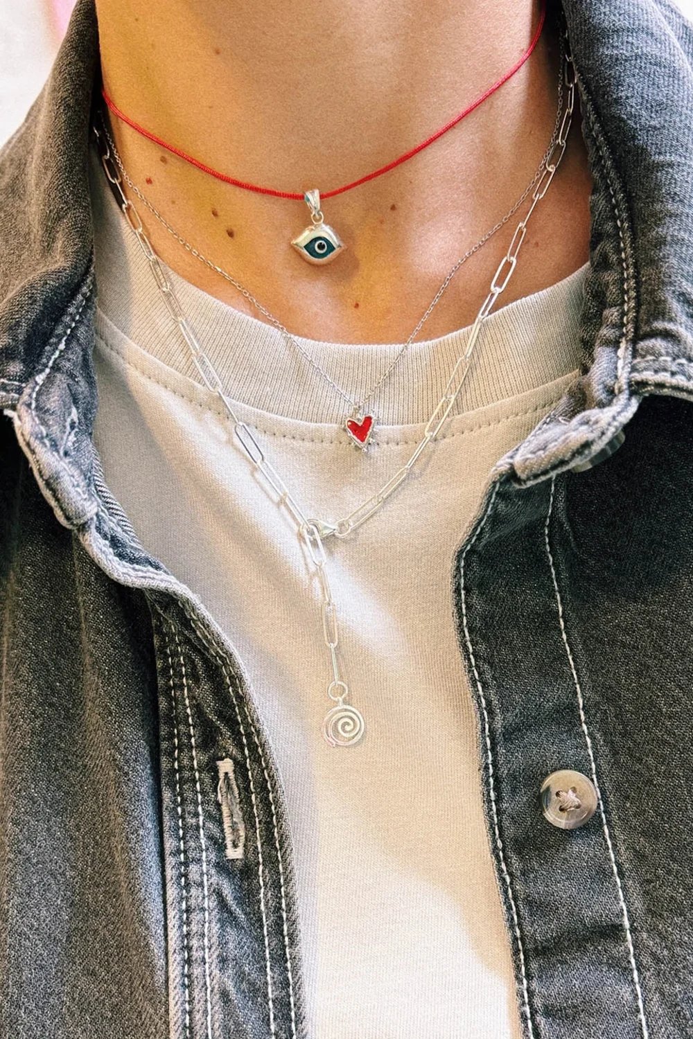 The Pheia-Spiral Güneş Link Zincir Kolye | 925 Ayar Gümüş-Kolye-2-Milagron.com