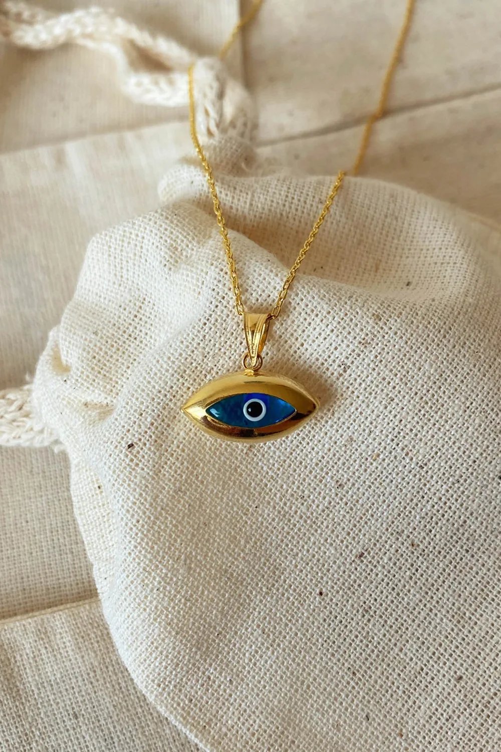 The Pheia-Vintage Oval Göz Nazar Boncuğu Kolye | 925 Ayar Gümüş-Kolye-1-Milagron.com