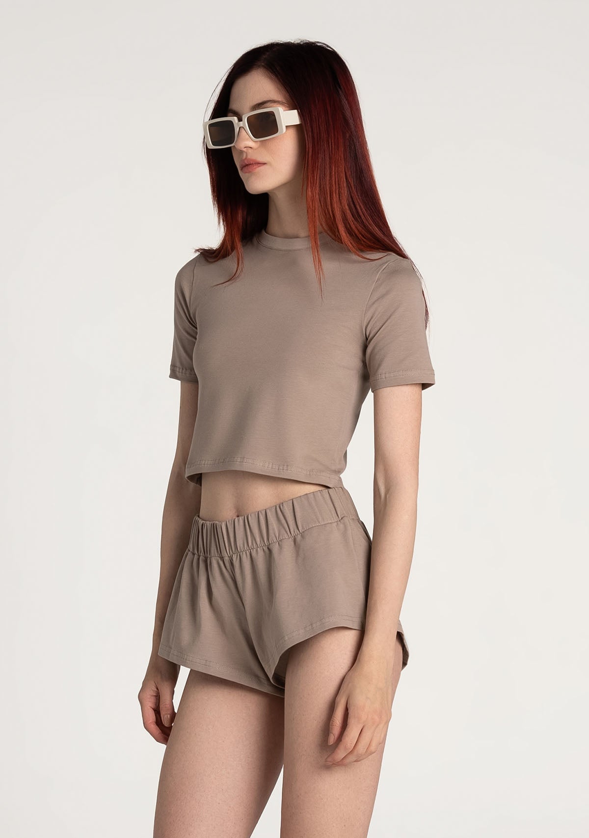 Tiny-Açık Kahverengi Bisiklet Yaka Kısa Tişört-T-Shirts-3-Milagron.com