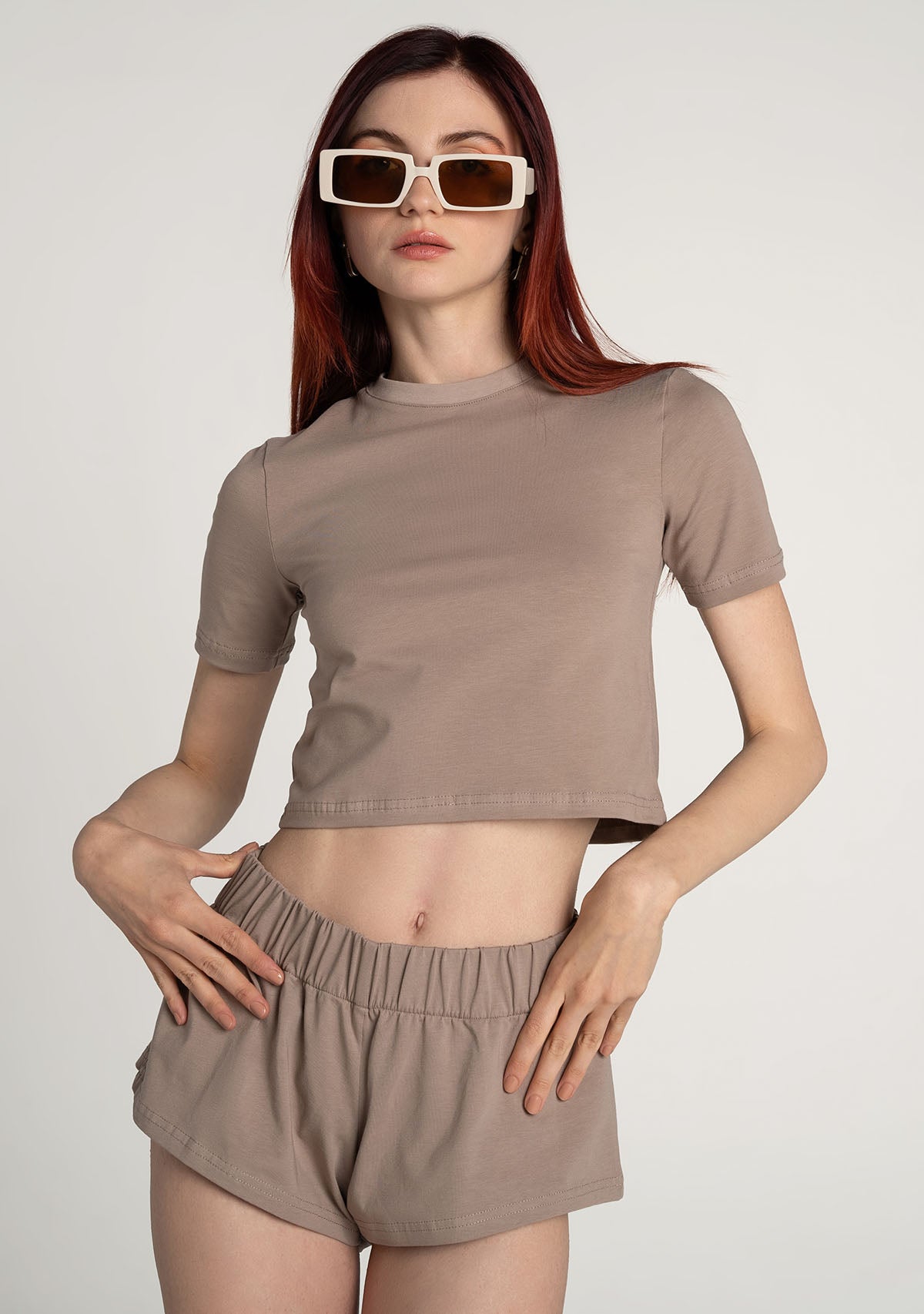 Tiny-Açık Kahverengi Bisiklet Yaka Kısa Tişört-T-Shirts-5-Milagron.com