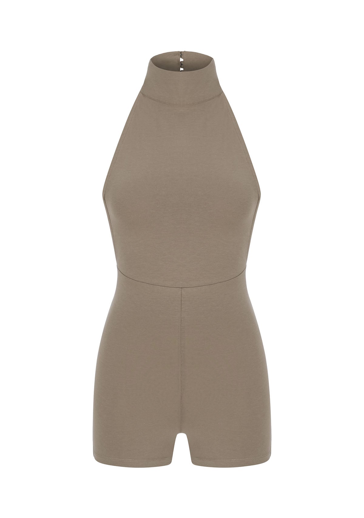 Tiny-Açık Kahverengi Boğazlı Sırt Dekolteli Şort Bodysuit-Bodysuit-6-Milagron.com
