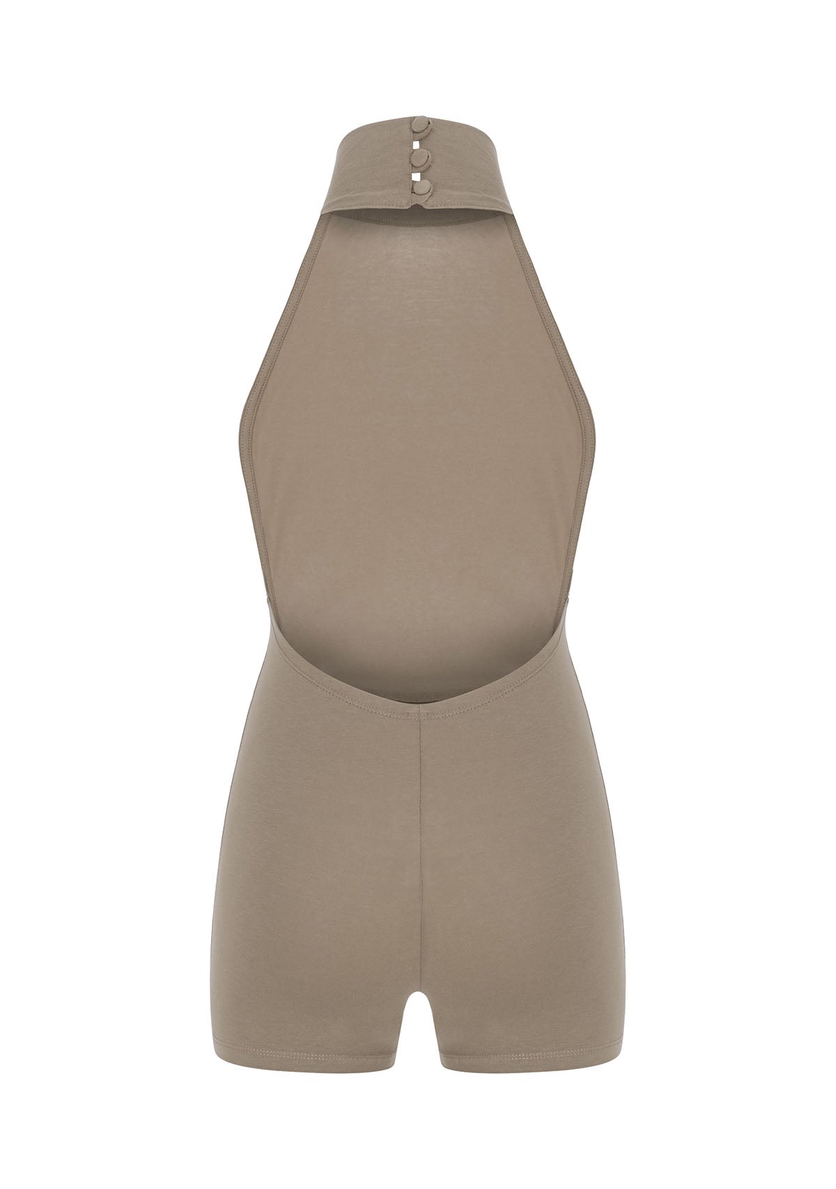 Tiny-Açık Kahverengi Boğazlı Sırt Dekolteli Şort Bodysuit-Bodysuit-7-Milagron.com