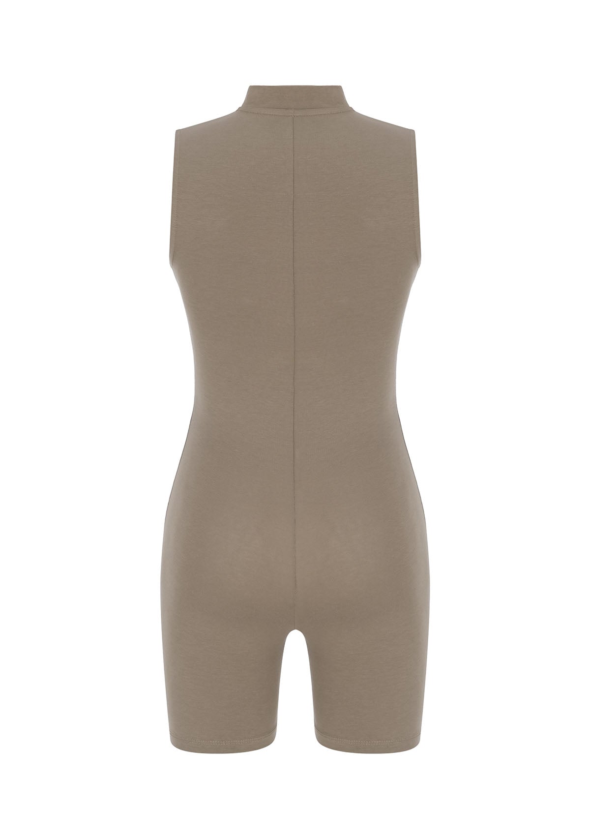 Tiny-Açık Kahverengi Önden Fermuarlı Şort Bodysuit-Bodysuit-6-Milagron.com