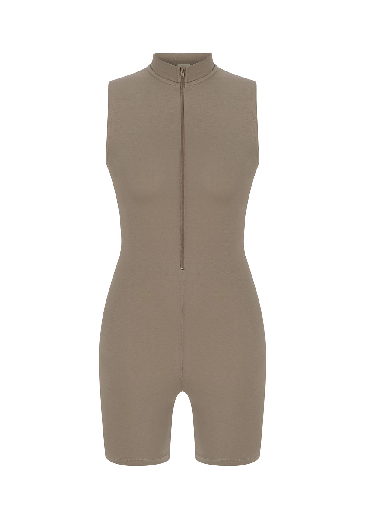 Tiny-Açık Kahverengi Önden Fermuarlı Şort Bodysuit-Bodysuit-7-Milagron.com