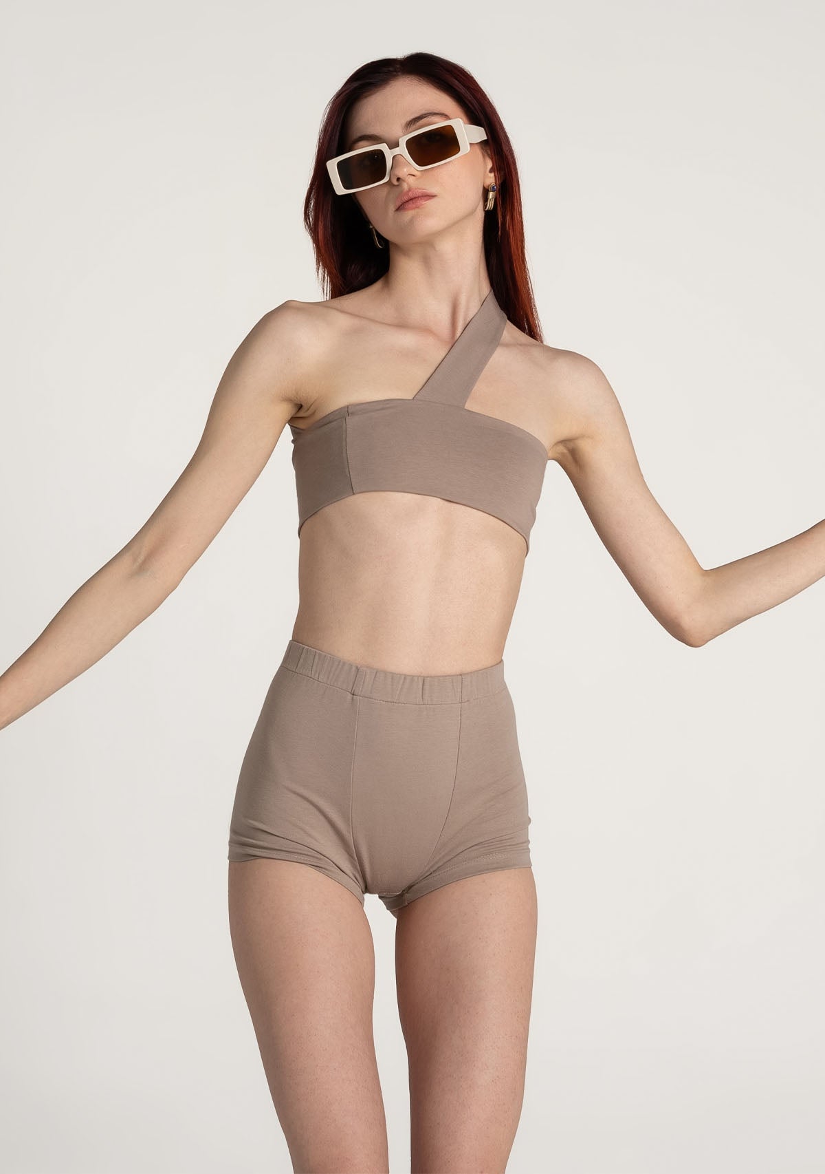 Tiny-Açık Kahverengi Yüksek Bel Dar Boxer-Boyshort Külot-6-Milagron.com