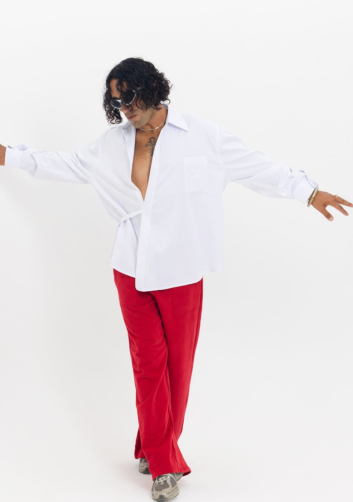 Tiny-Asimetrik Kesim Beyaz Bağlamalı Gömlek-Gömlek-10-Milagron.com