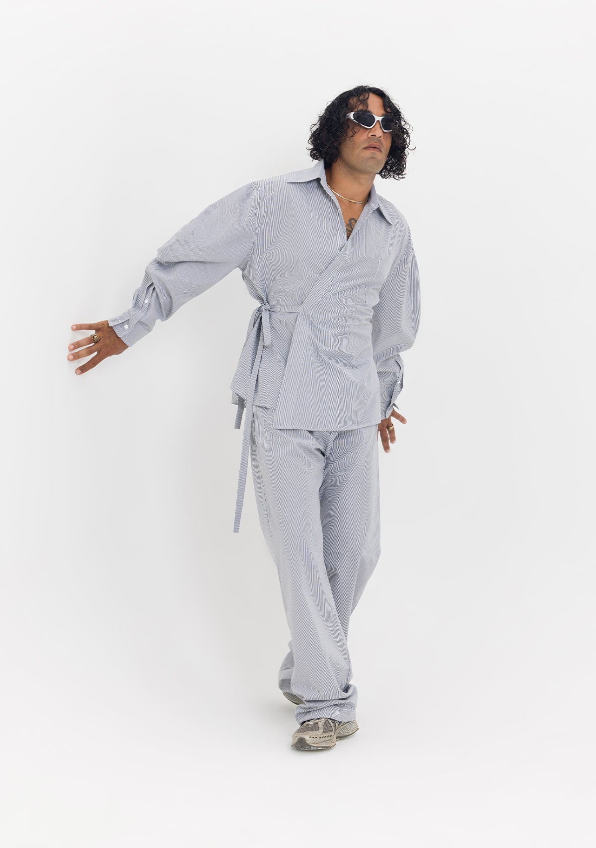 Tiny-Asimetrik Kesim Çizgili Bağlamalı Gömlek-Gömlek-8-Milagron.com