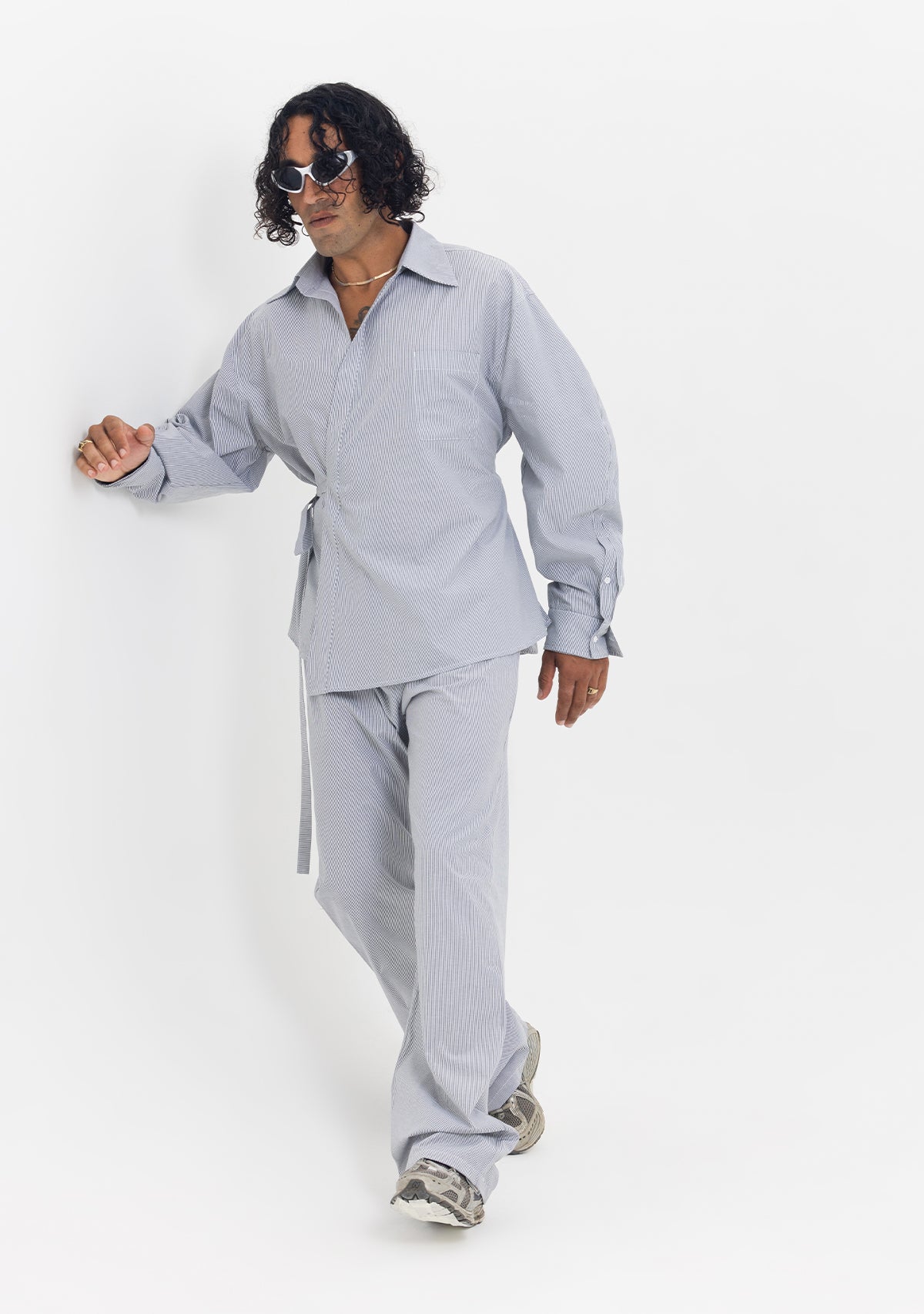 Tiny-Asimetrik Kesim Çizgili Bağlamalı Gömlek-Gömlek-9-Milagron.com