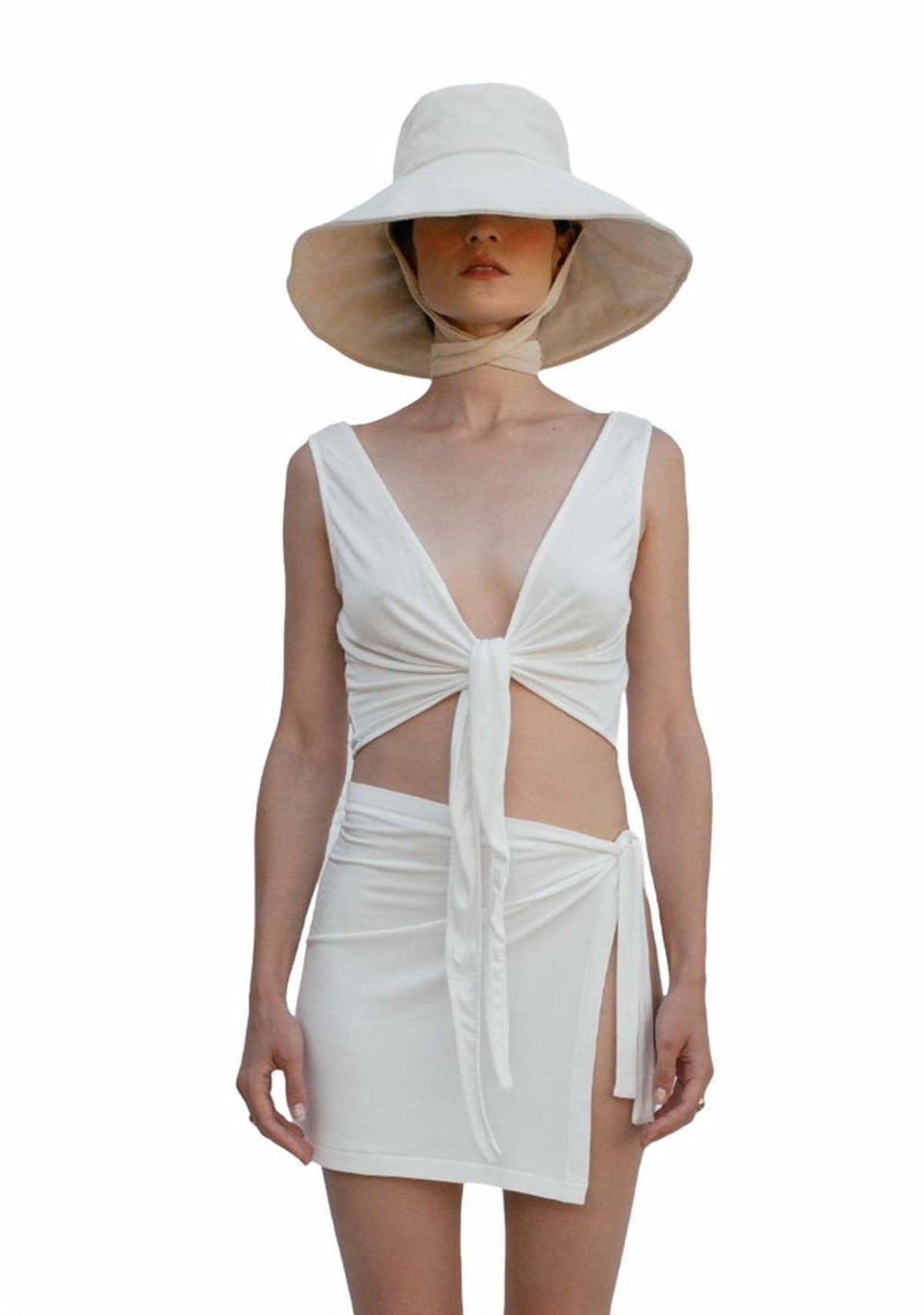 Tiny-Bağlamalı Sıfır Kol Beyaz Bluz-Bluz-1-Milagron.com