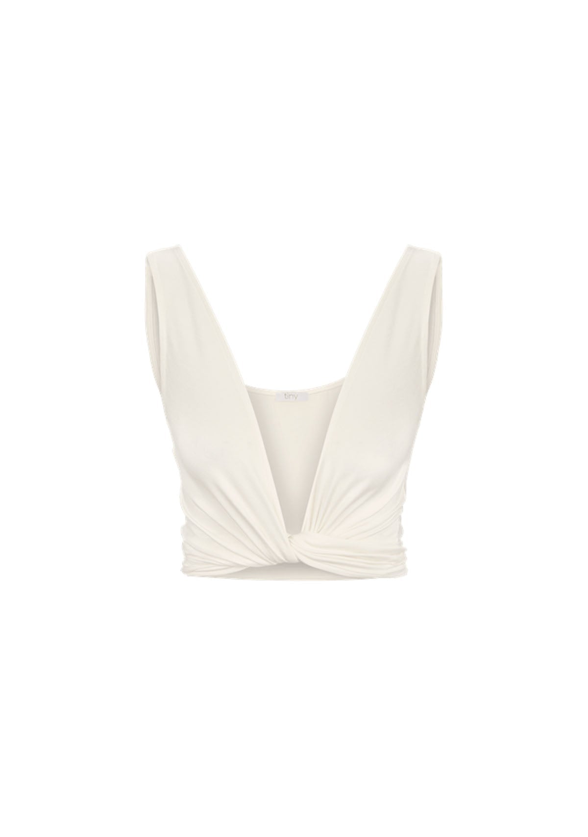 Tiny-Bağlamalı Sıfır Kol Beyaz Bluz-Bluz-5-Milagron.com