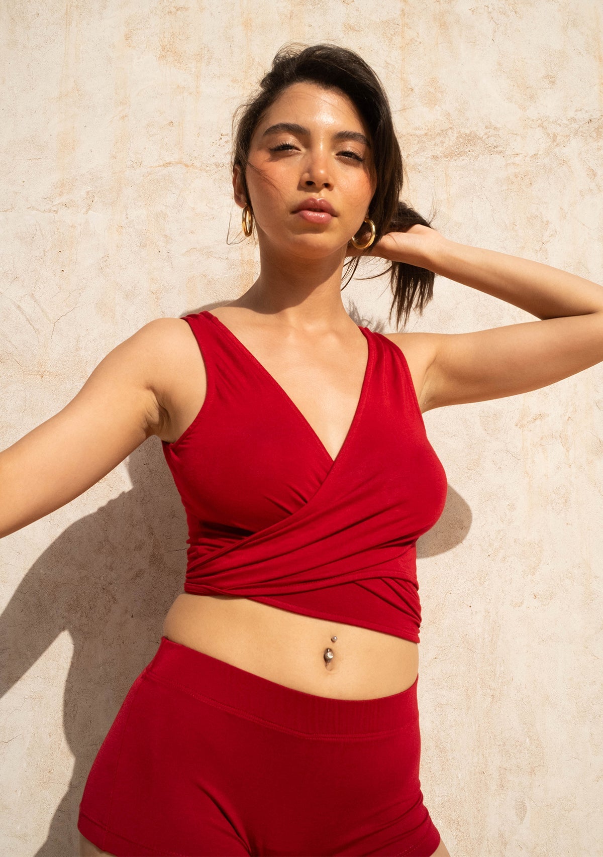 Tiny-Bağlamalı Sıfır Kol Bordo Bluz-Bluz-2-Milagron.com