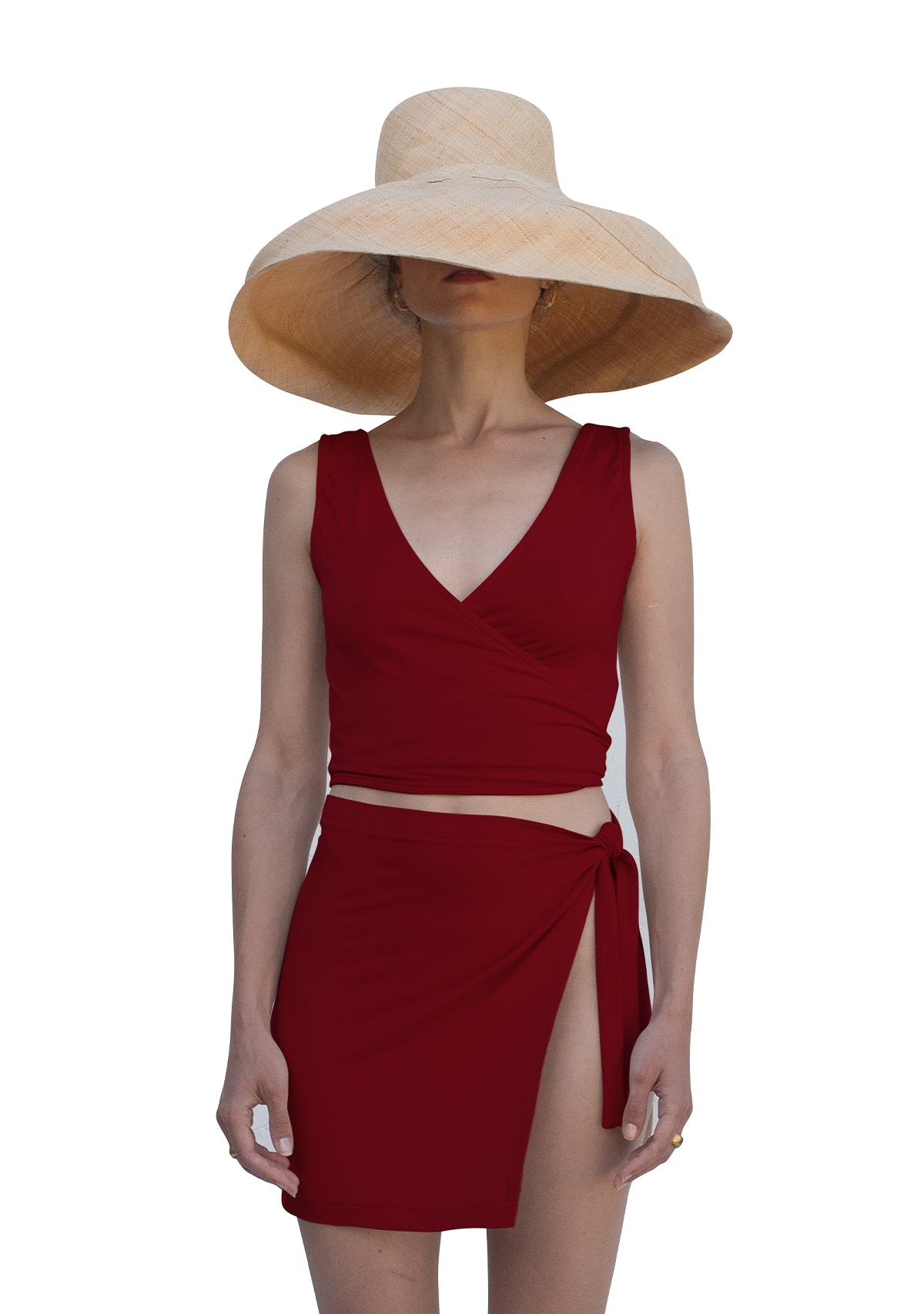 Tiny-Bağlamalı Sıfır Kol Bordo Bluz-Bluz-6-Milagron.com