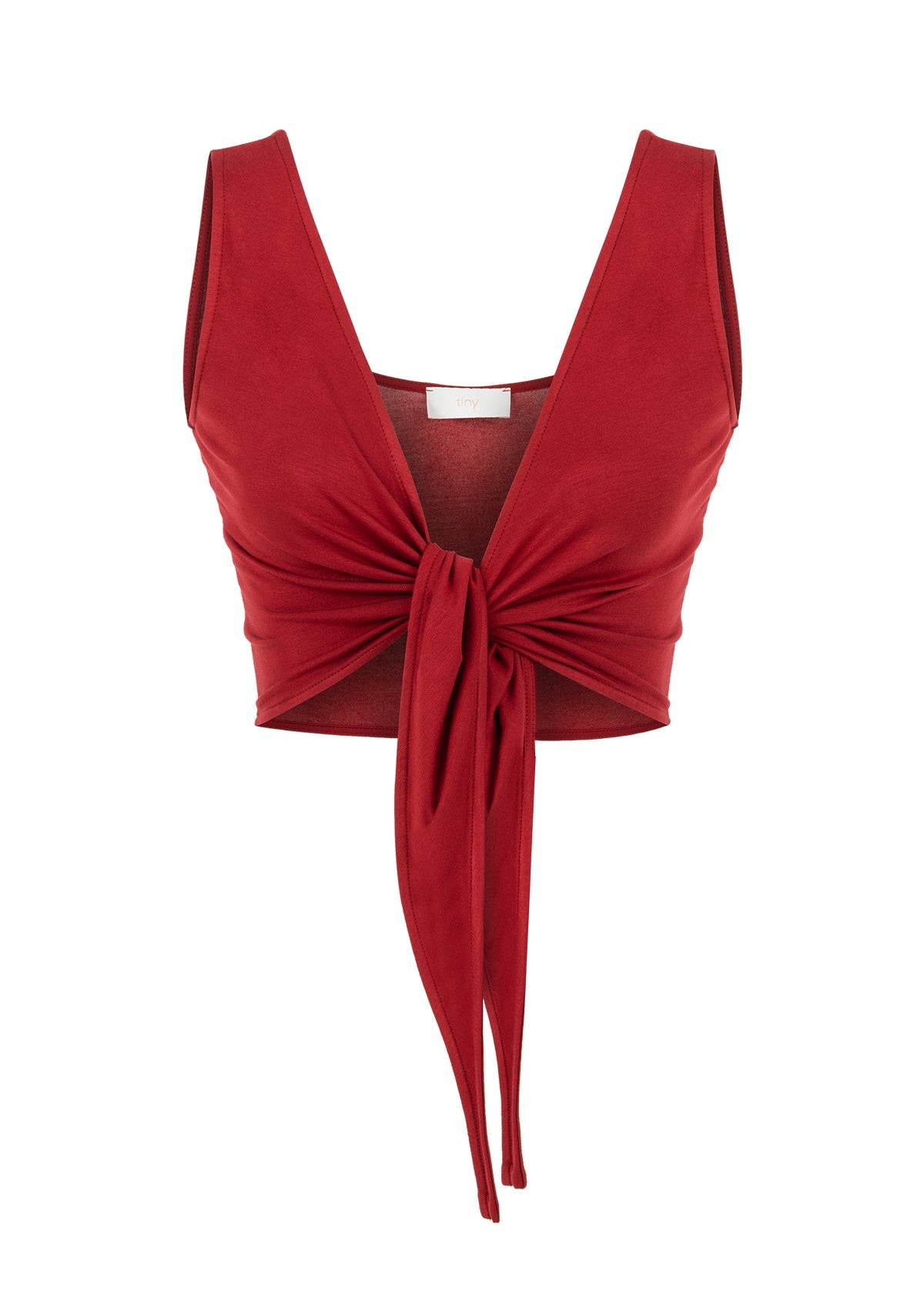 Tiny-Bağlamalı Sıfır Kol Bordo Bluz-Bluz-8-Milagron.com