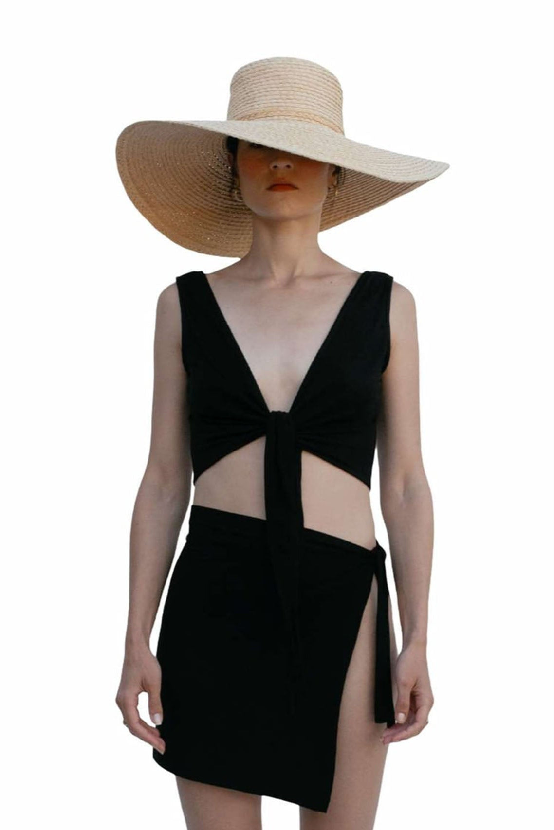 Tiny-Bağlamalı Sıfır Kol Siyah Bluz-Bluz-1-Milagron.com