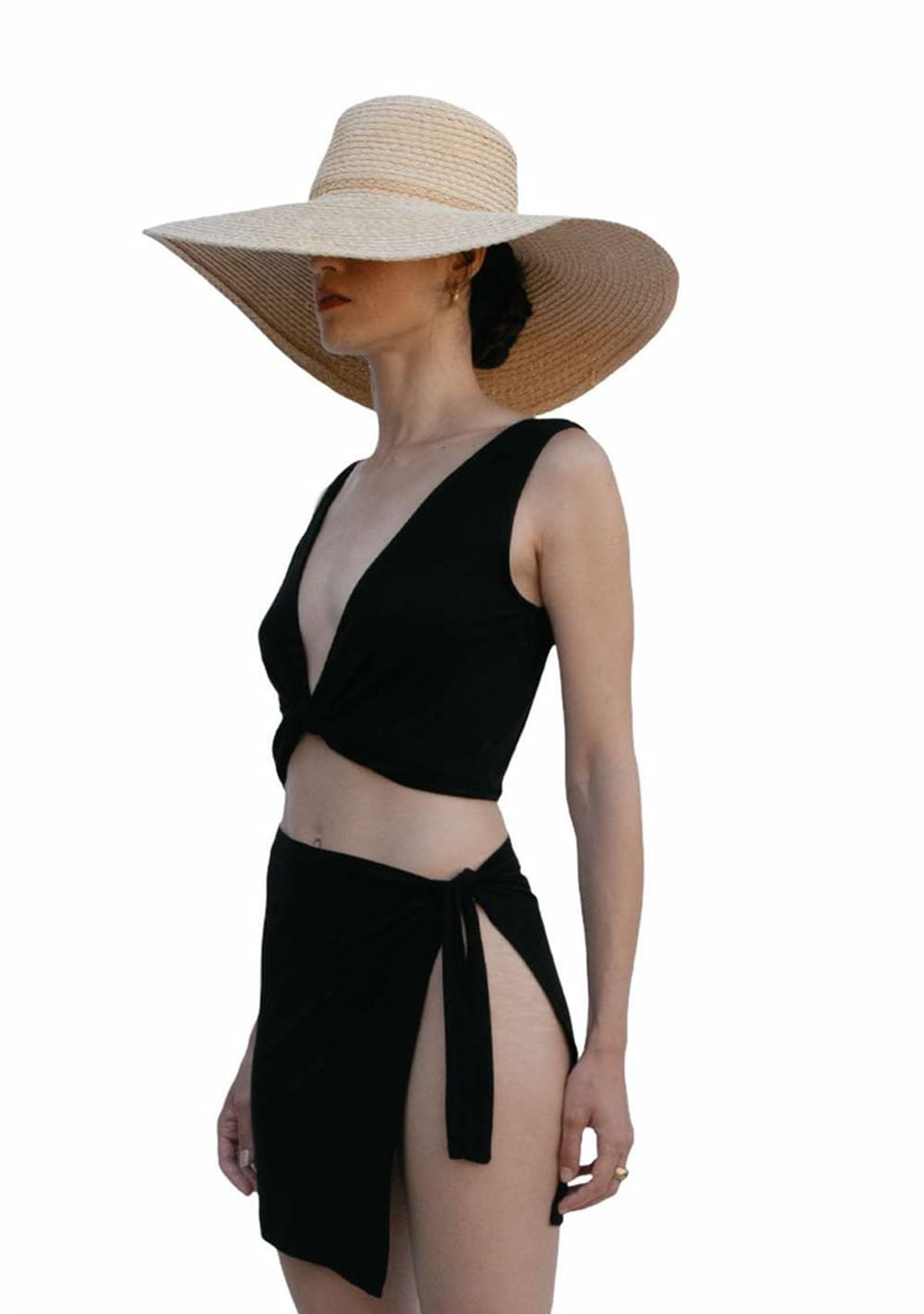 Tiny-Bağlamalı Sıfır Kol Siyah Bluz-Bluz-2-Milagron.com