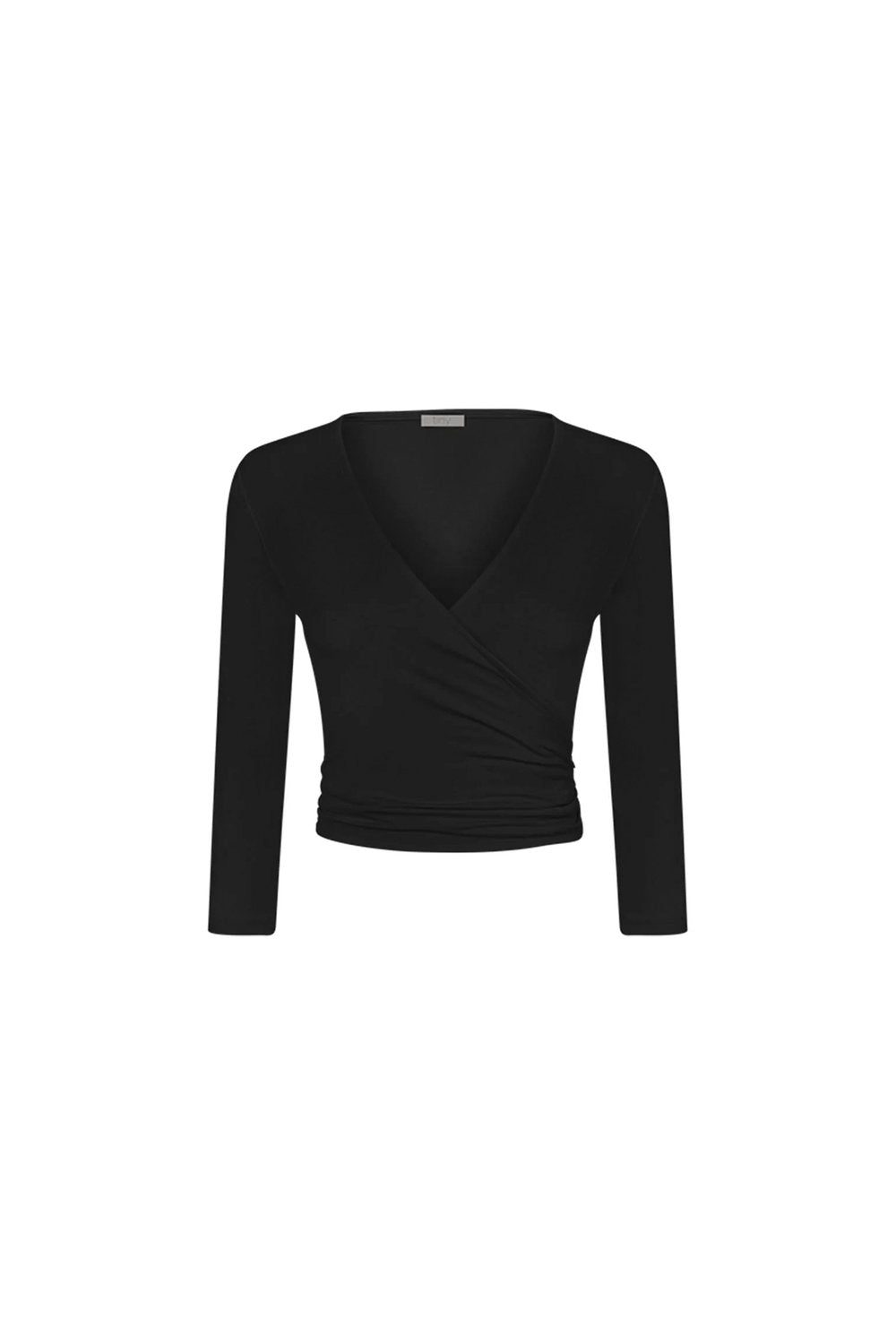 Tiny-Bağlamalı Uzun Kollu Kısa Siyah Bluz-Bluz-7-Milagron.com