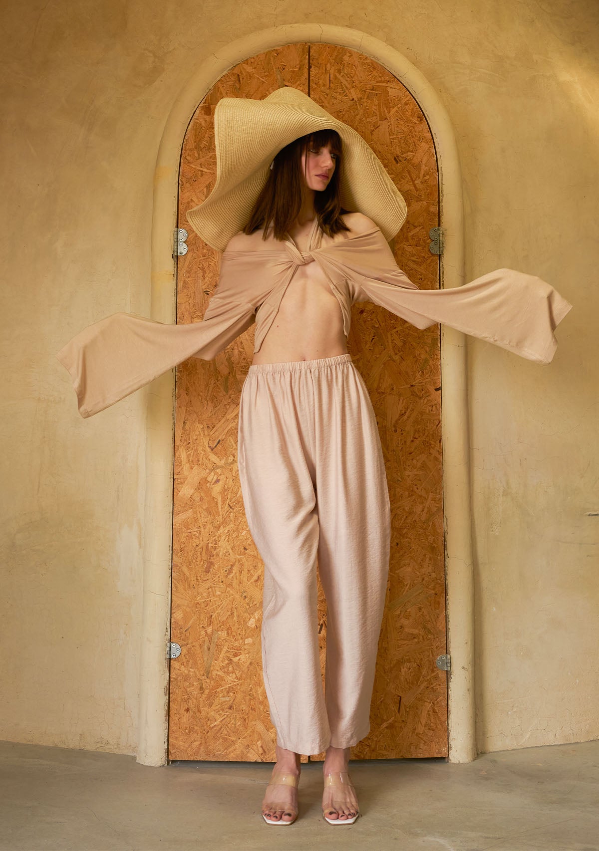 Tiny-Bağlamalı Yarasa Kol Nude Bluz-Bluz-8-Milagron.com