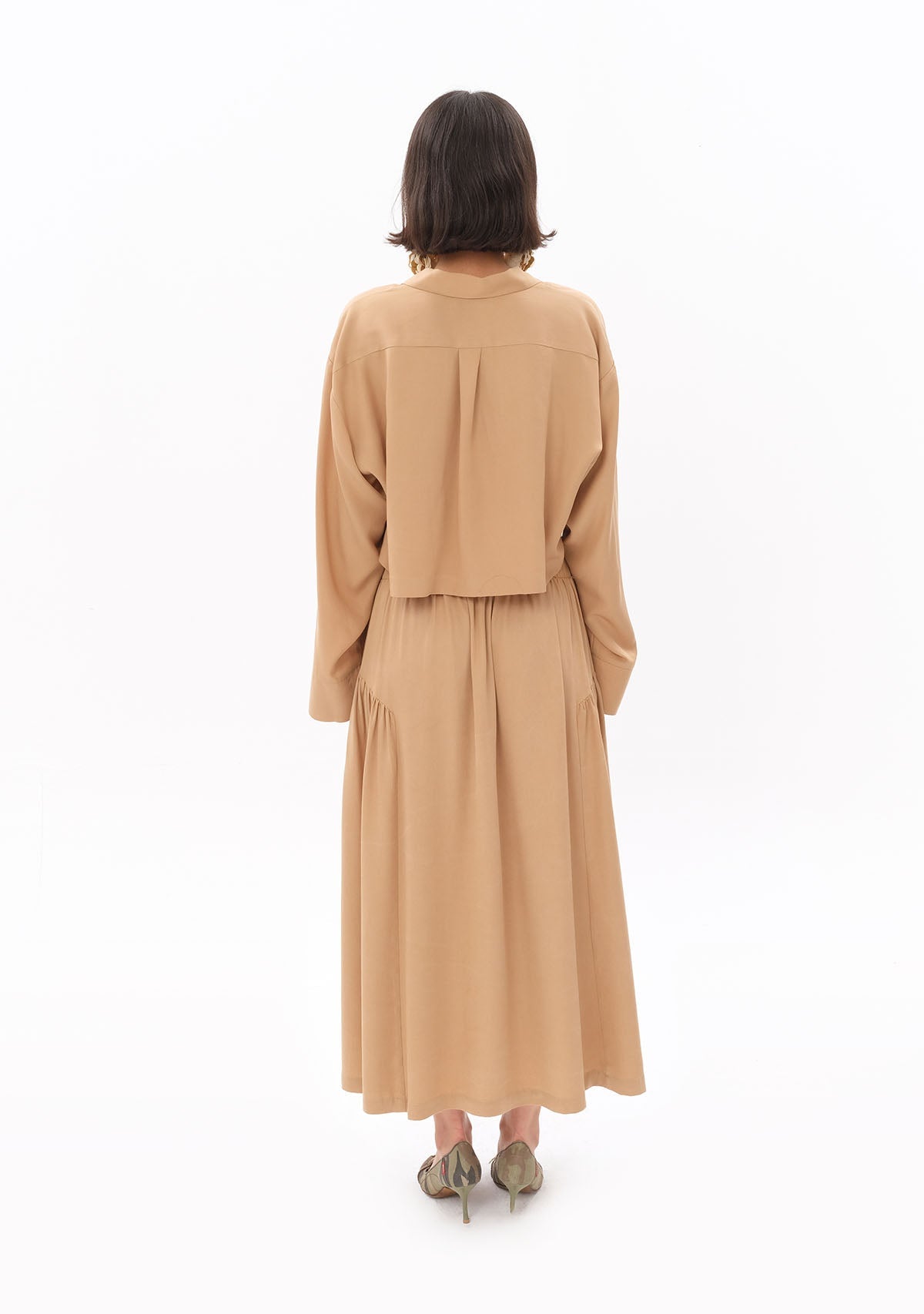 Tiny-Bej Oversize Crop Gömlek-Gömlek-2-Milagron.com