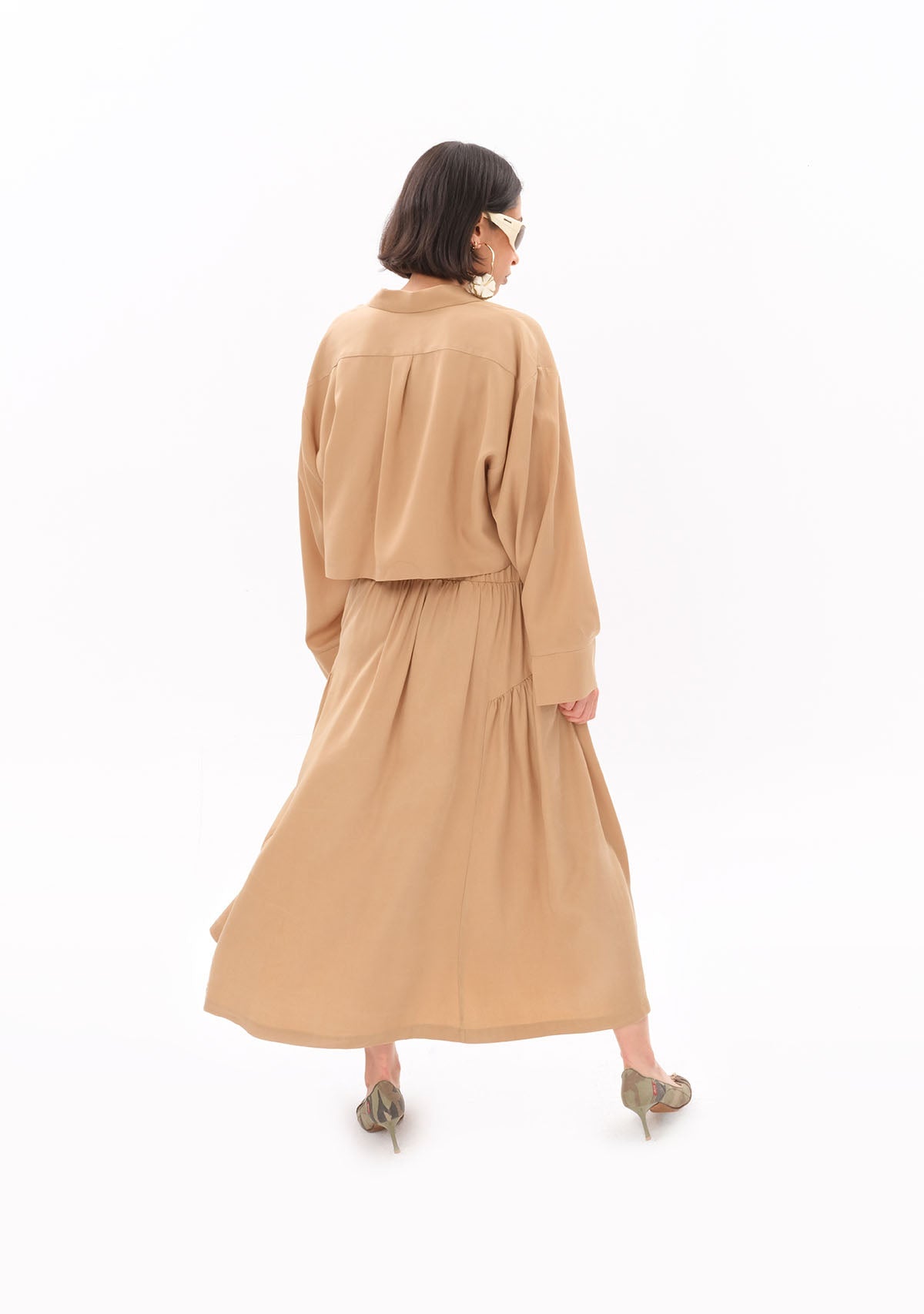 Tiny-Bej Tencel™ Beli Lastikli Maxi Etek-Etek-5-Milagron.com