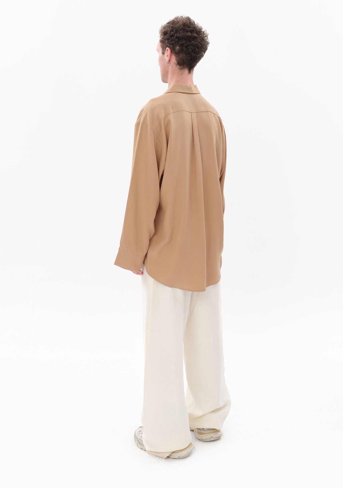 Tiny-Bej Tencel™ Oversize Gömlek-Gömlek-3-Milagron.com