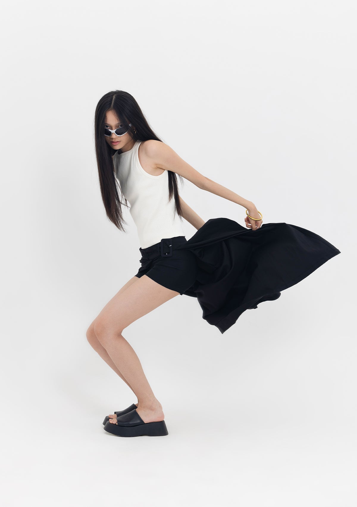 Tiny-Beli Kemerli Siyah Pileli Etek Aksesuar-Etek-2-Milagron.com