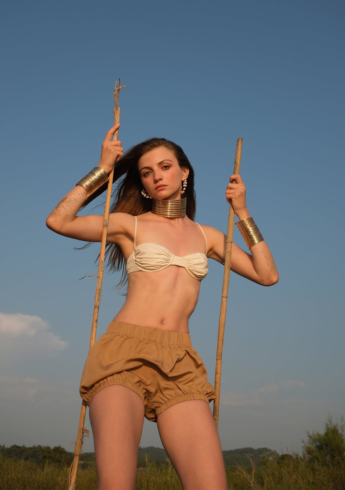 Tiny-Beli Lastikli Tencel™ Bej şort-Şort-2-Milagron.com