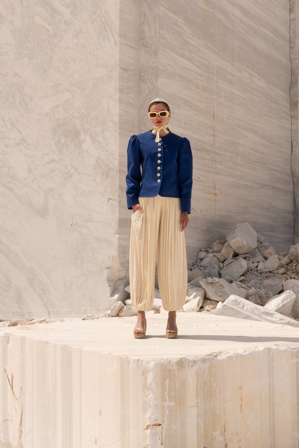 Tiny-Beli Lastikli Tencel™ Krem şalvar Pantolon-Pantolon-2-Milagron.com