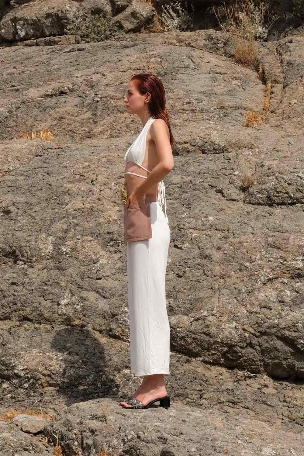 Tiny-Beyaz İnce Askılı Bağlamalı Üst-Top-3-Milagron.com