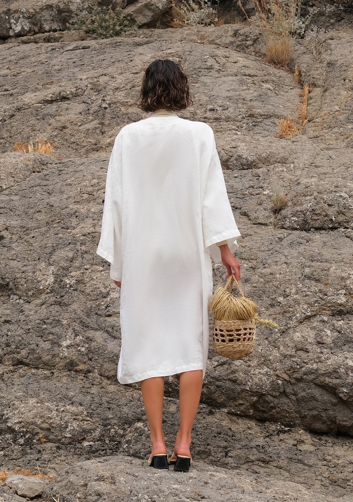 Tiny-Beyaz Keten Kimono-Kimono-2-Milagron.com