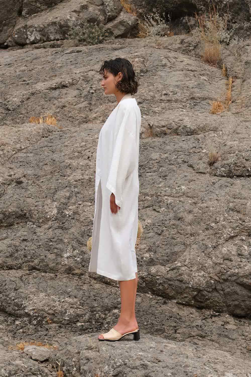 Tiny-Beyaz Keten Kimono-Kimono-3-Milagron.com