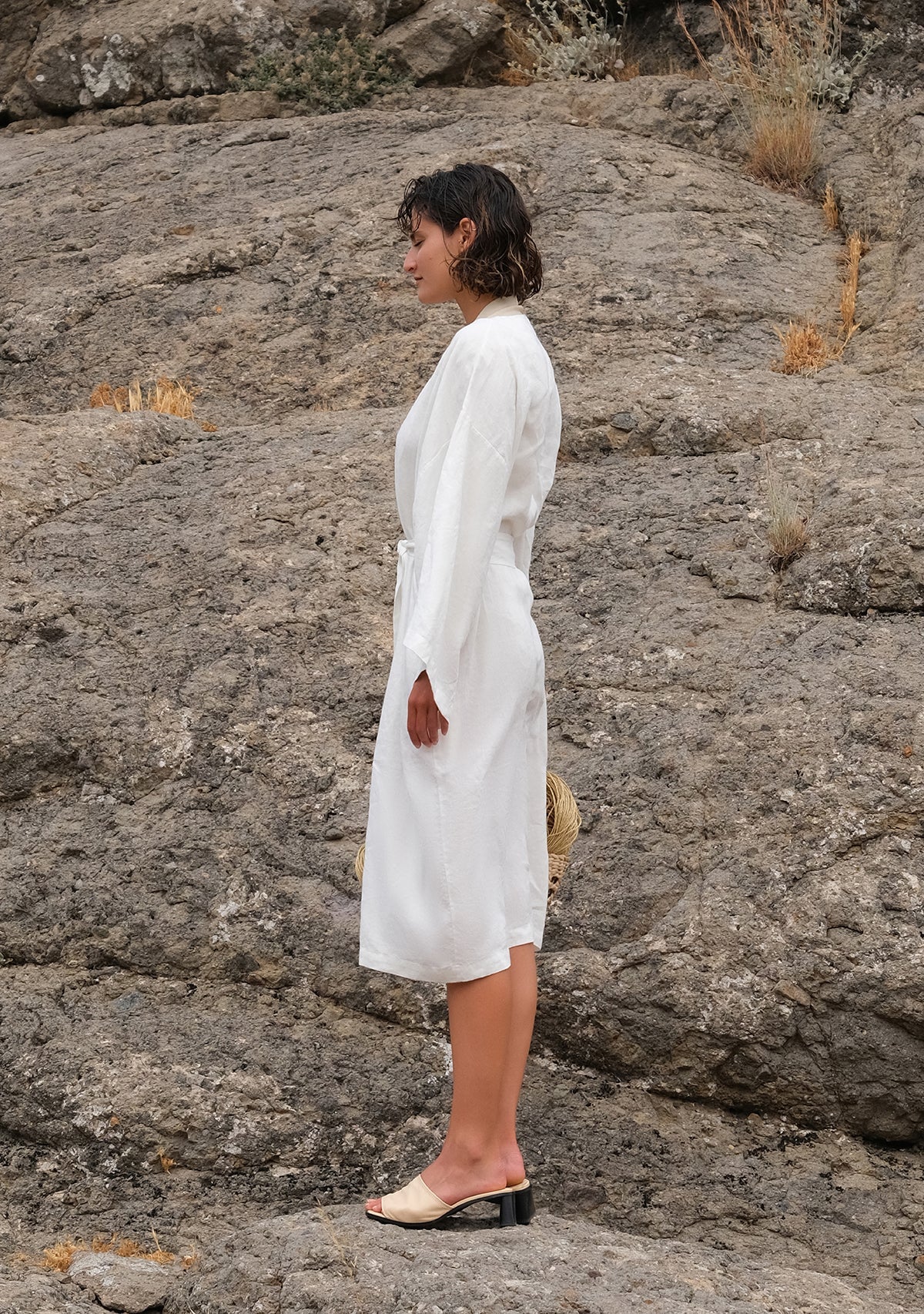 Tiny-Beyaz Keten Kimono-Kimono-3-Milagron.com