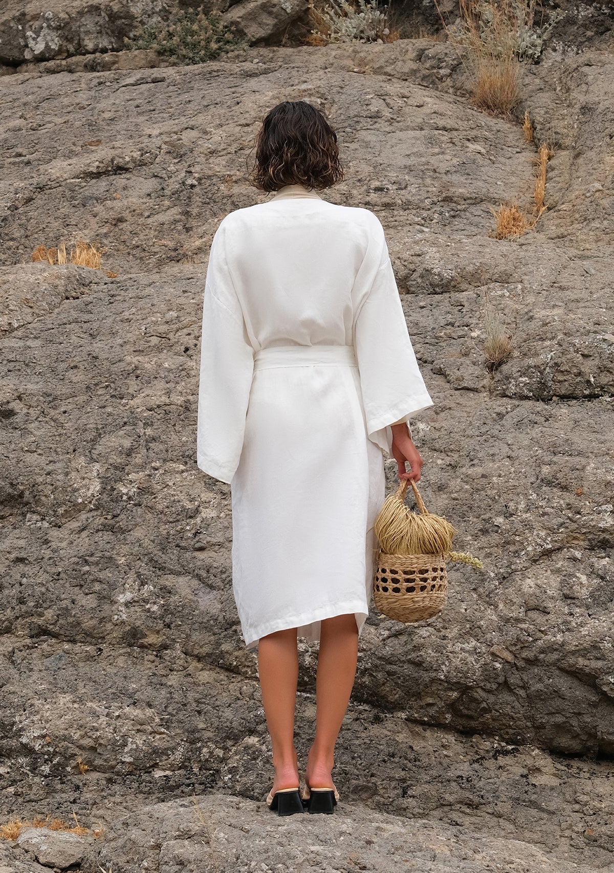 Tiny-Beyaz Keten Kimono-Kimono-5-Milagron.com