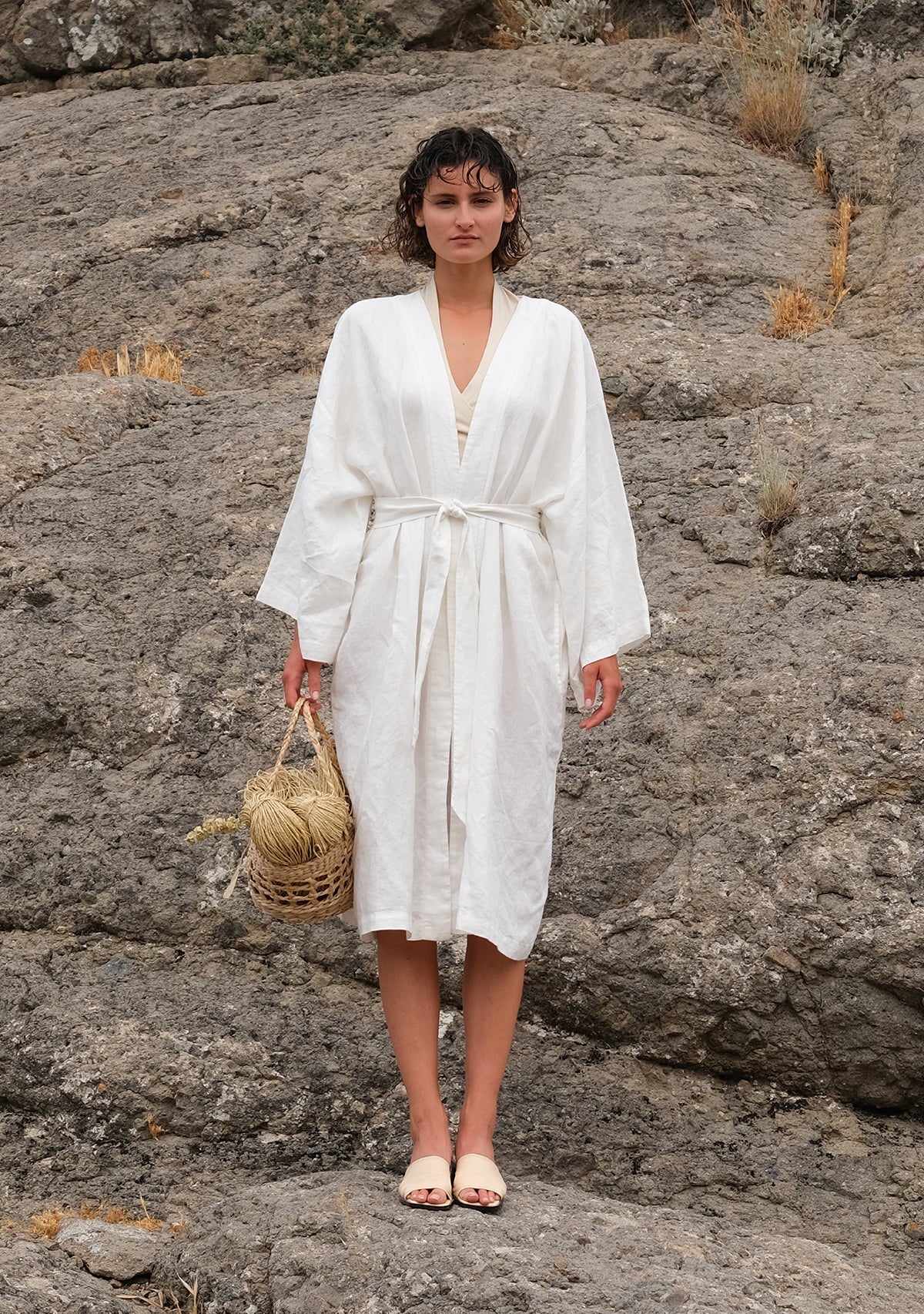 Tiny-Beyaz Keten Kimono-Kimono-6-Milagron.com