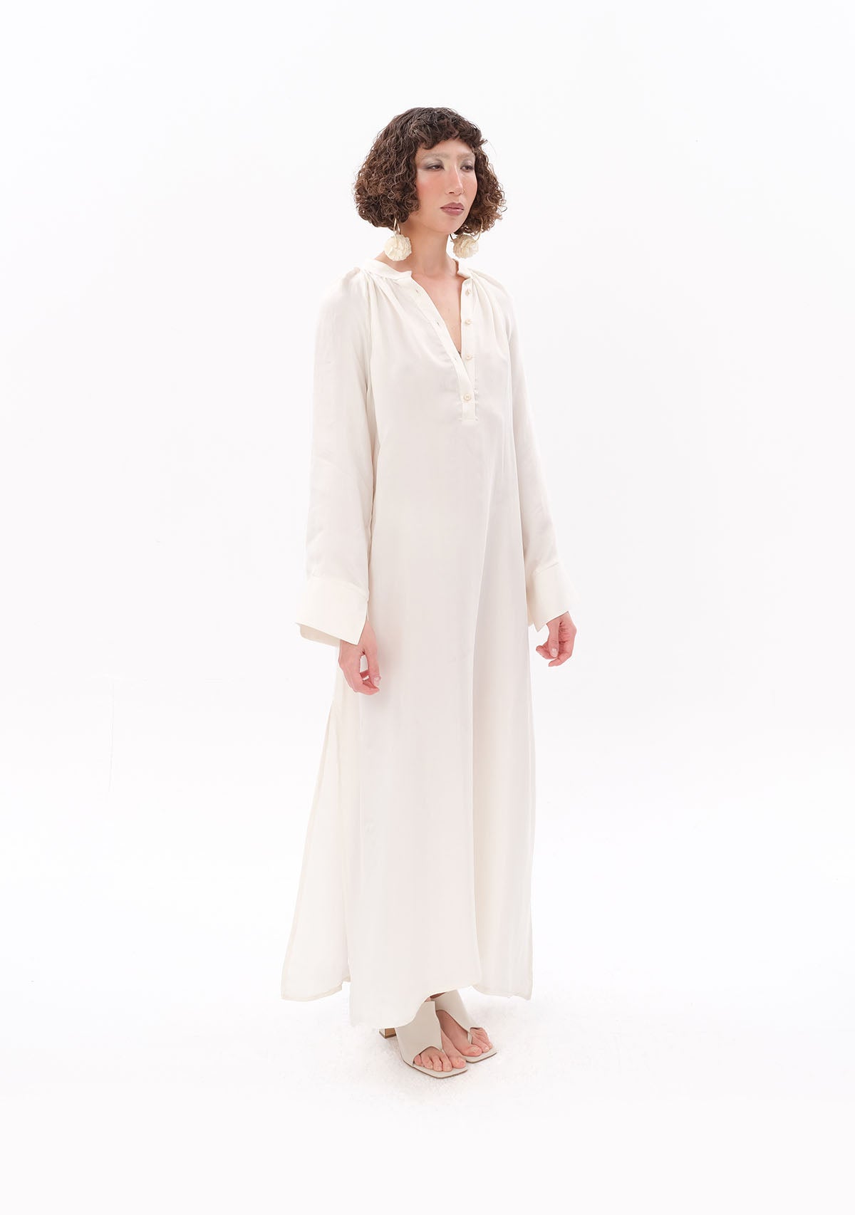 Tiny-Beyaz Luxe Tencel™ Reglan Kol Elbise-Elbise-6-Milagron.com