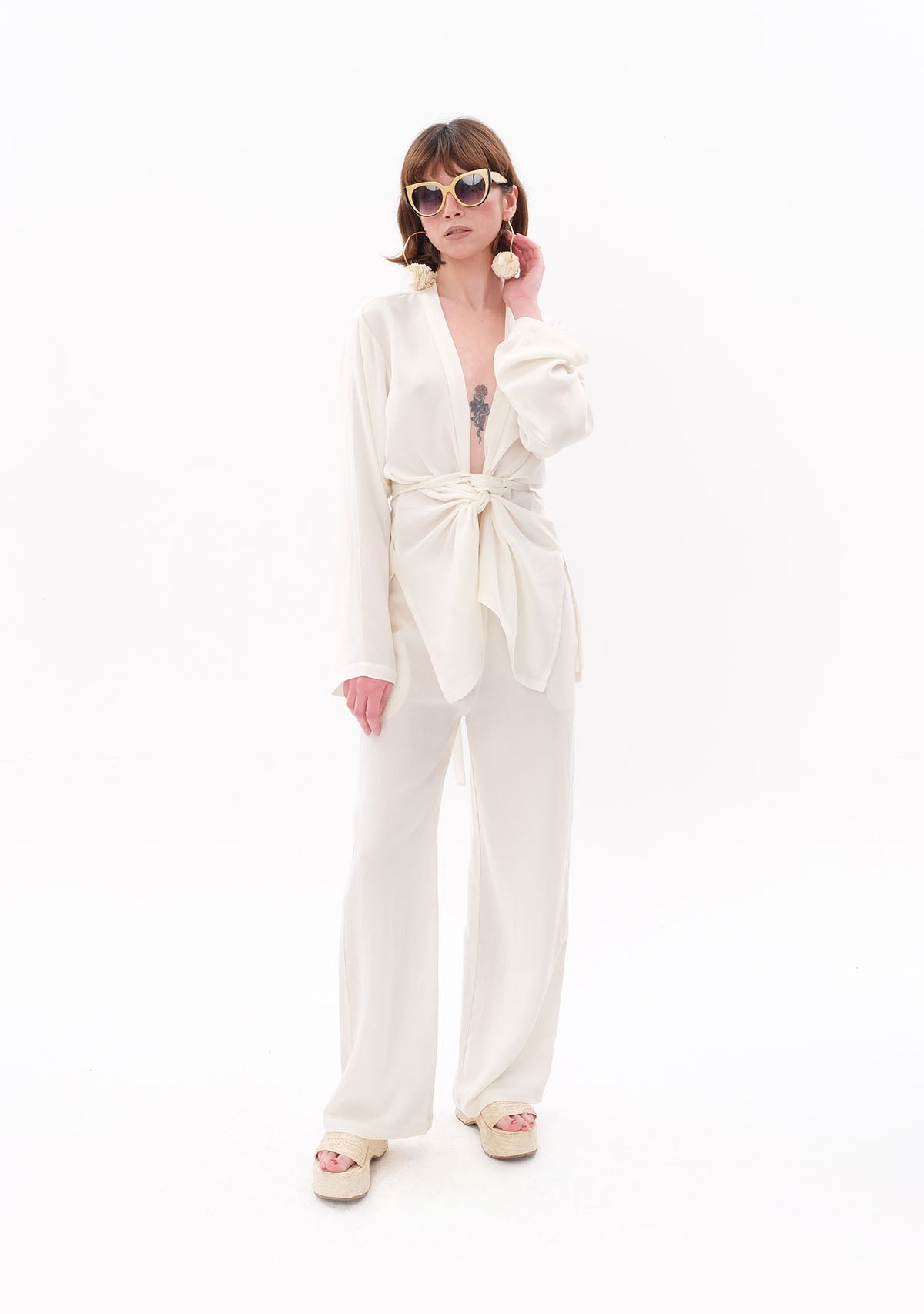 Tiny-Beyaz Tencel™ Bağlamalı Gömlek-Gömlek-4-Milagron.com