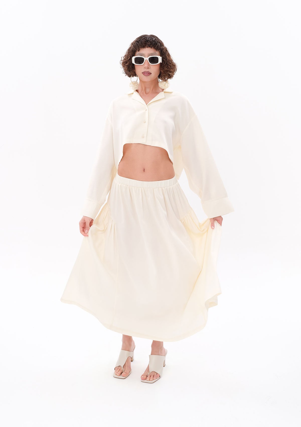 Tiny-Beyaz Tencel™ Beli Lastikli Maxi Etek-Etek-7-Milagron.com