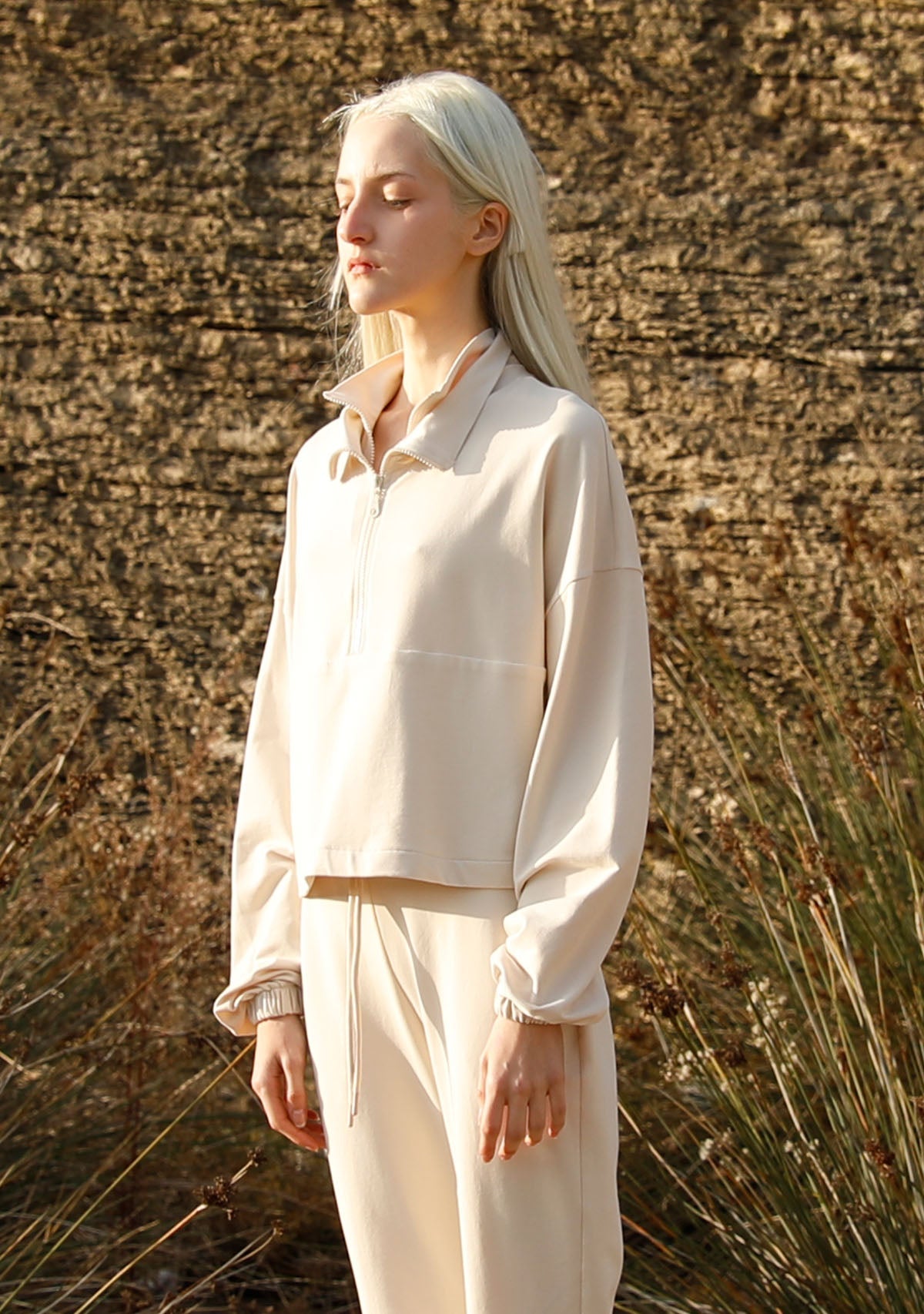 Tiny-Boğazda Fermuar Detaylı Krem Sweatshirt-Sweatshirts & Hoodies-3-Milagron.com