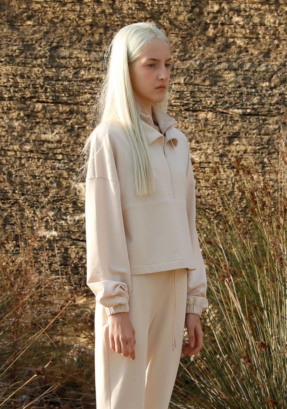 Tiny-Boğazda Fermuar Detaylı Krem Sweatshirt-Sweatshirts & Hoodies-4-Milagron.com