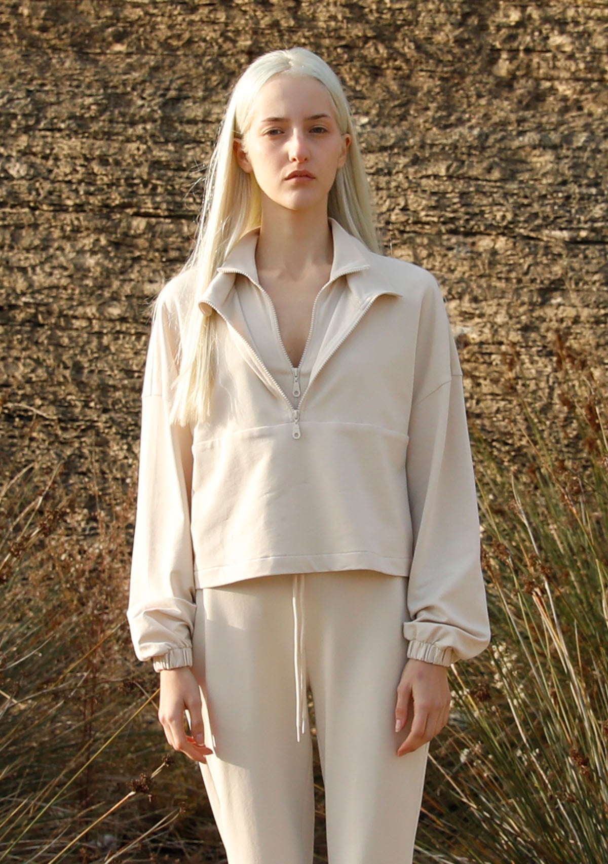 Tiny-Boğazda Fermuar Detaylı Krem Sweatshirt-Sweatshirts & Hoodies-5-Milagron.com