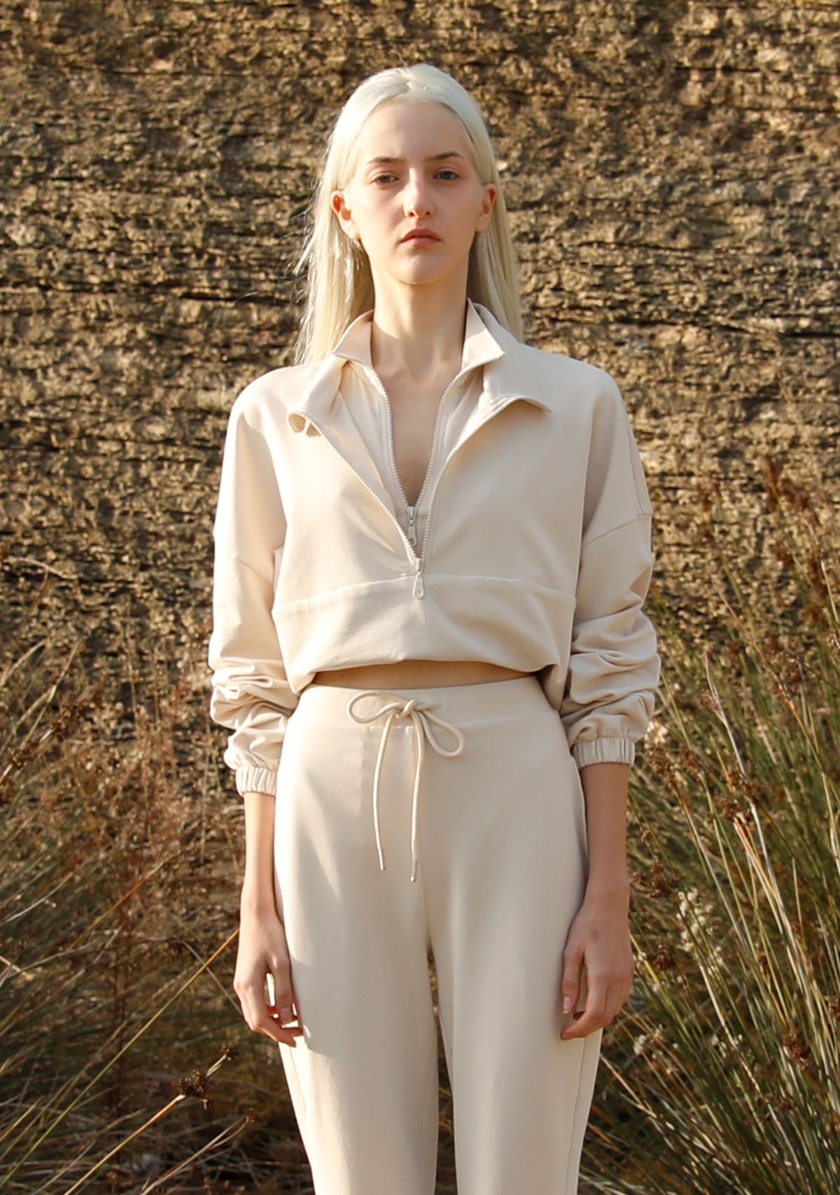 Tiny-Boğazda Fermuar Detaylı Krem Sweatshirt-Sweatshirts & Hoodies-6-Milagron.com